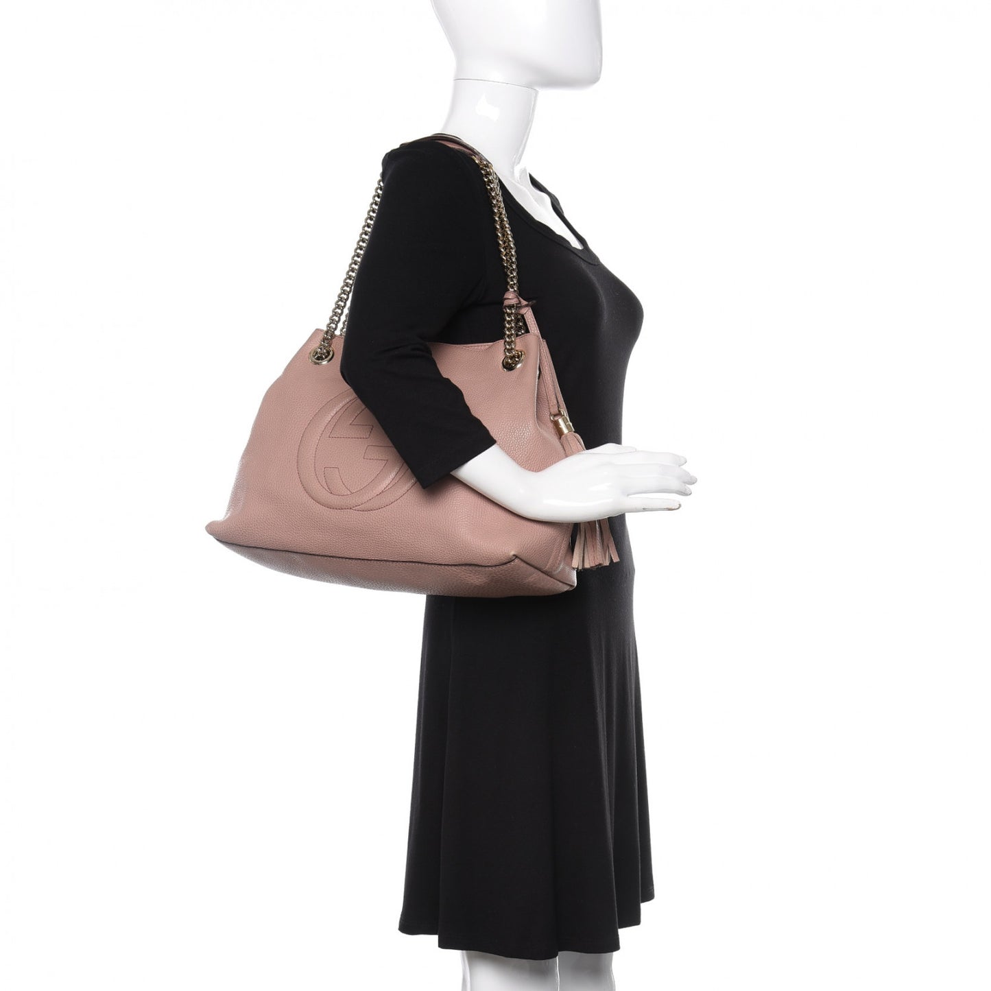 Pebbled Calfskin Medium Soho Chain Shoulder Bag Dark Cipria