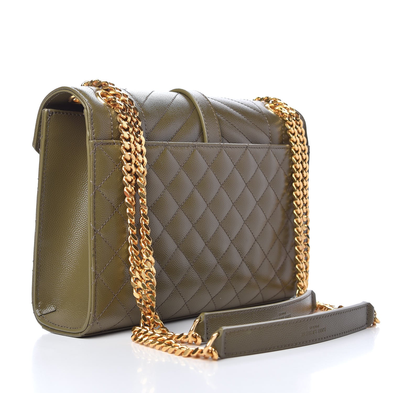 Saint Laurent Grain De Poudre Textured Mixed Matelasse Medium Triquilt Monogram Satchel Vert Kaki 3 of 9
