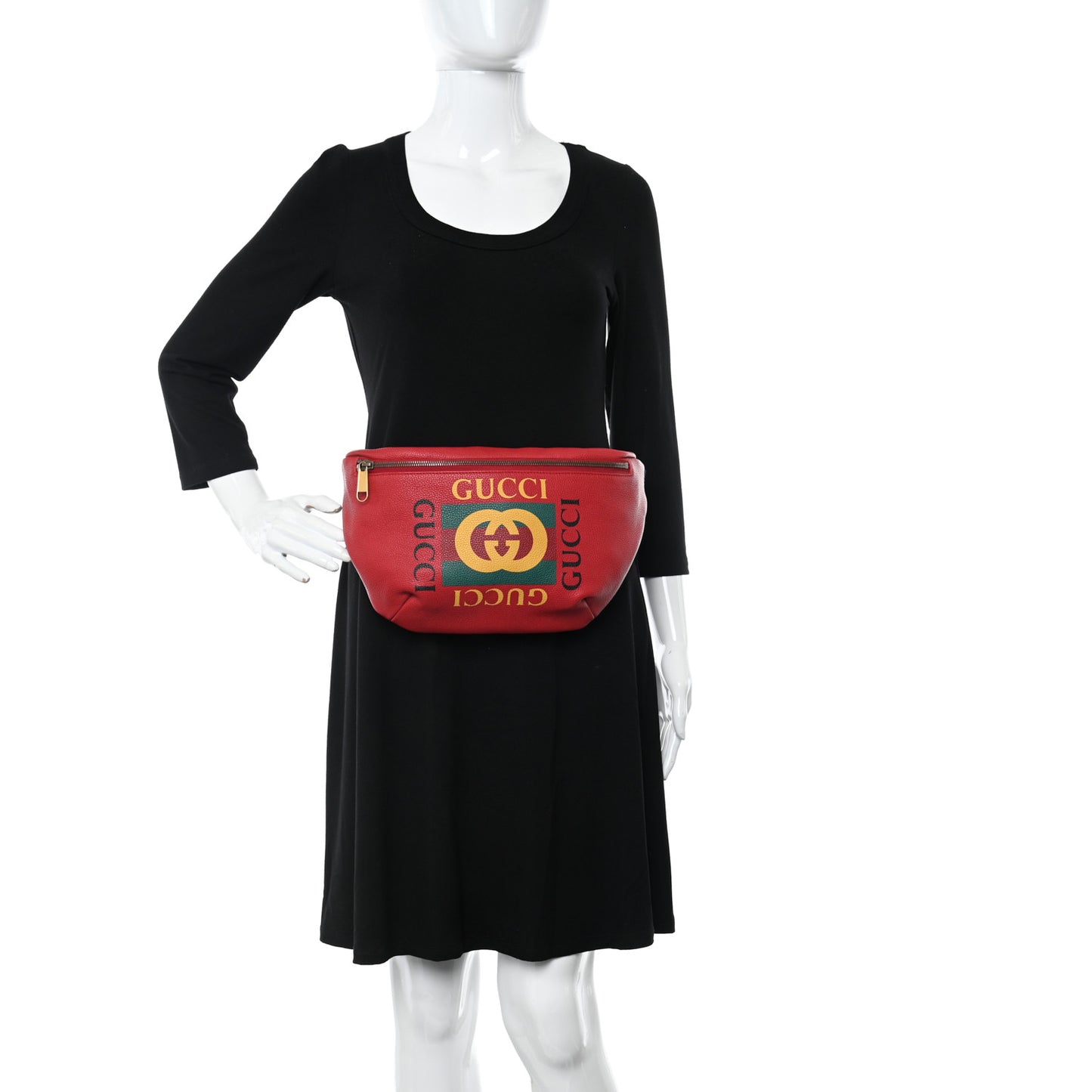 Grained Calfskin Logo Belt Bag Hibiscus Red
