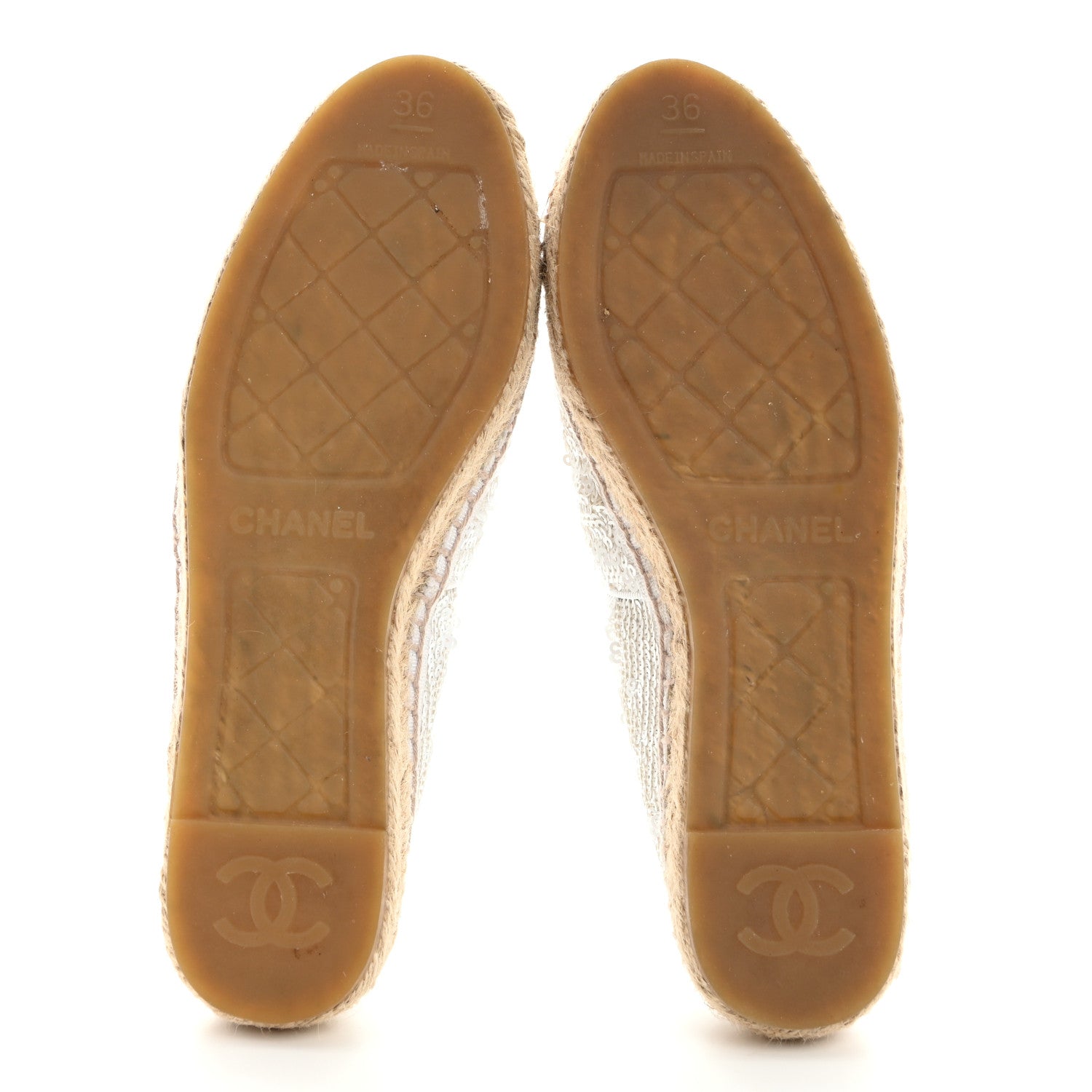 Chanel Patent Sequin CC Espadrilles 36 White 5 of 8