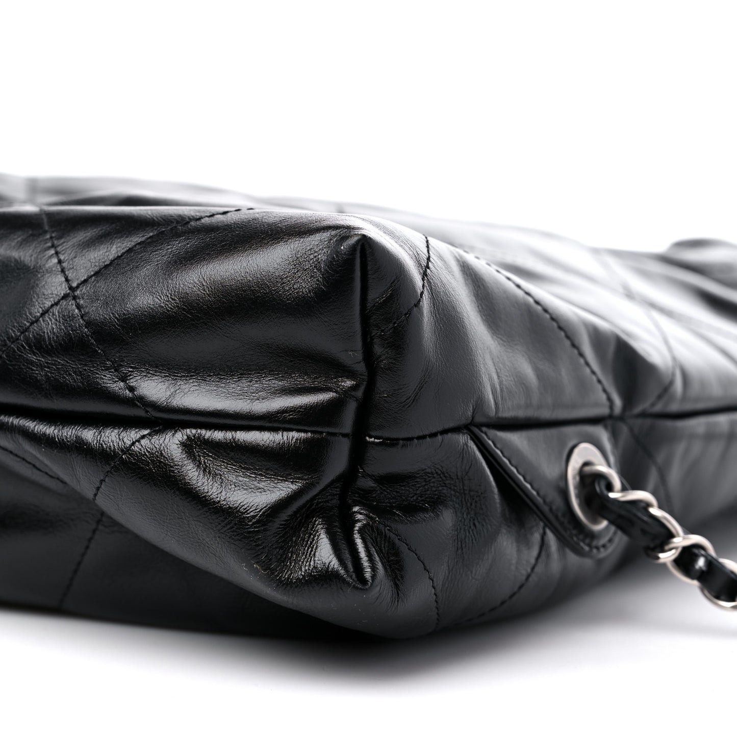 Shiny Calfskin Quilted Chanel 22 Backpack Black