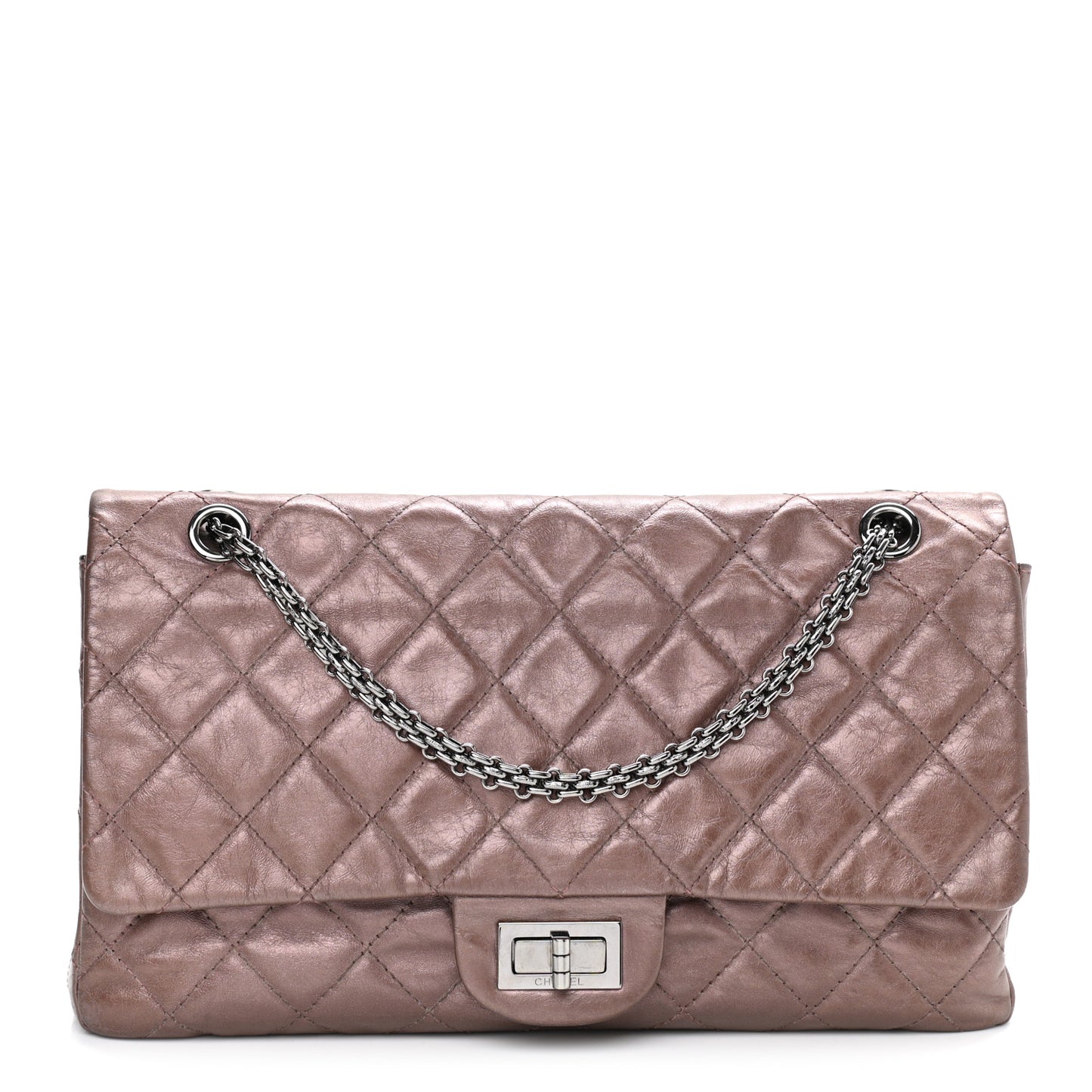 Metallic Aged Calfskin Quilted 2.55 Reissue 227 Flap Rose Fonce