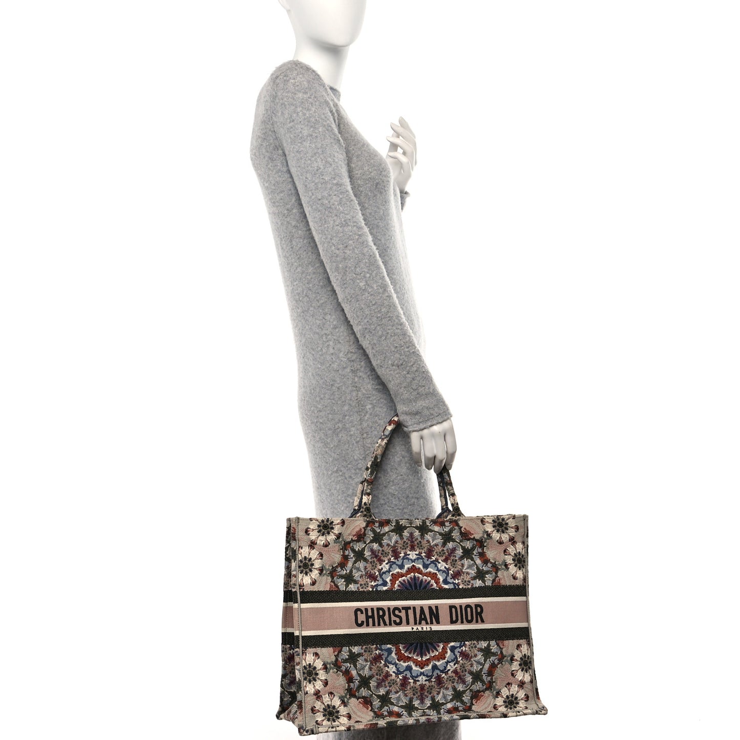 Canvas Embroidered Large Kaleidioroscopic Book Tote Multicolor