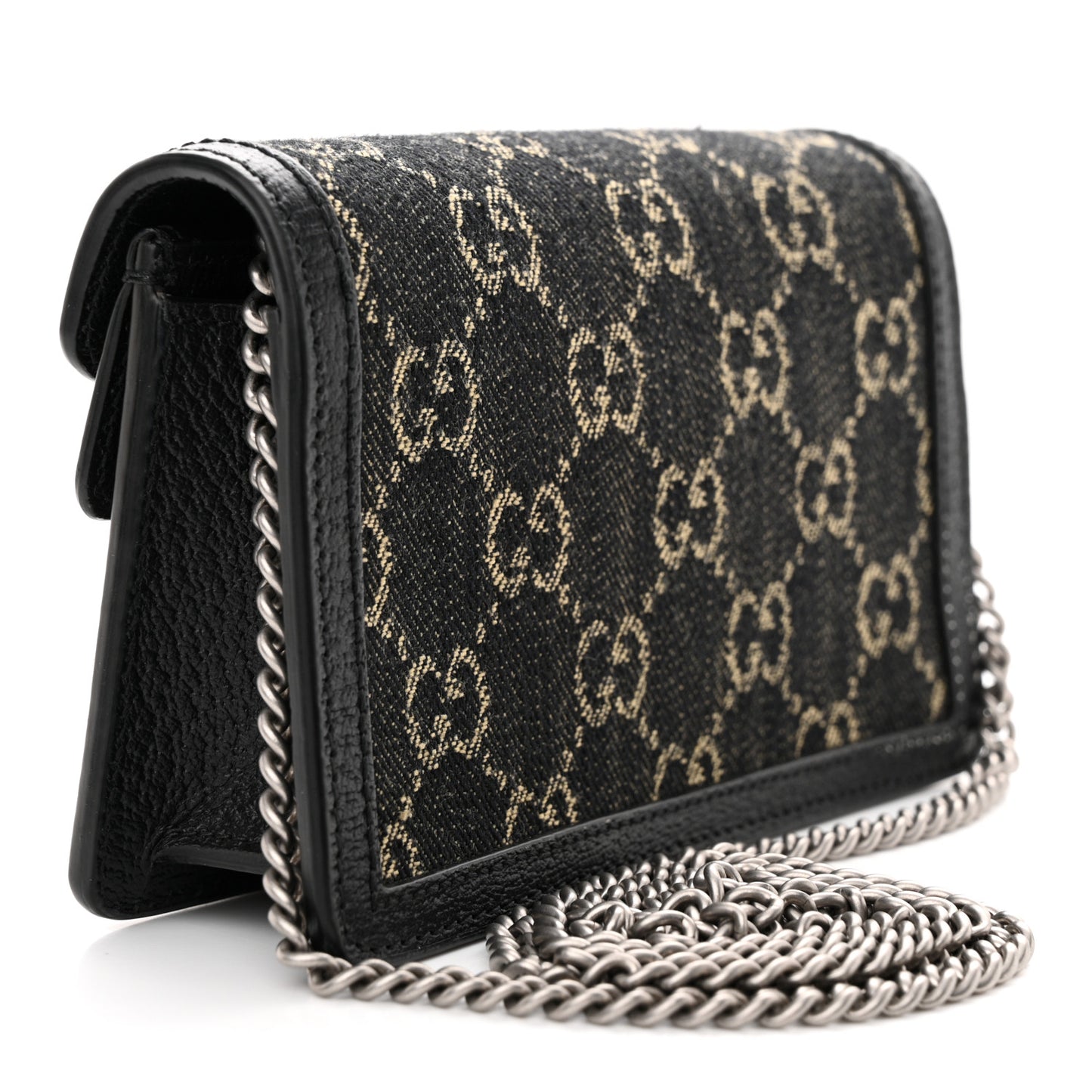Jacquard Black Denim GG Monogram Super Mini Dionysus Shoulder Bag Black Ivory