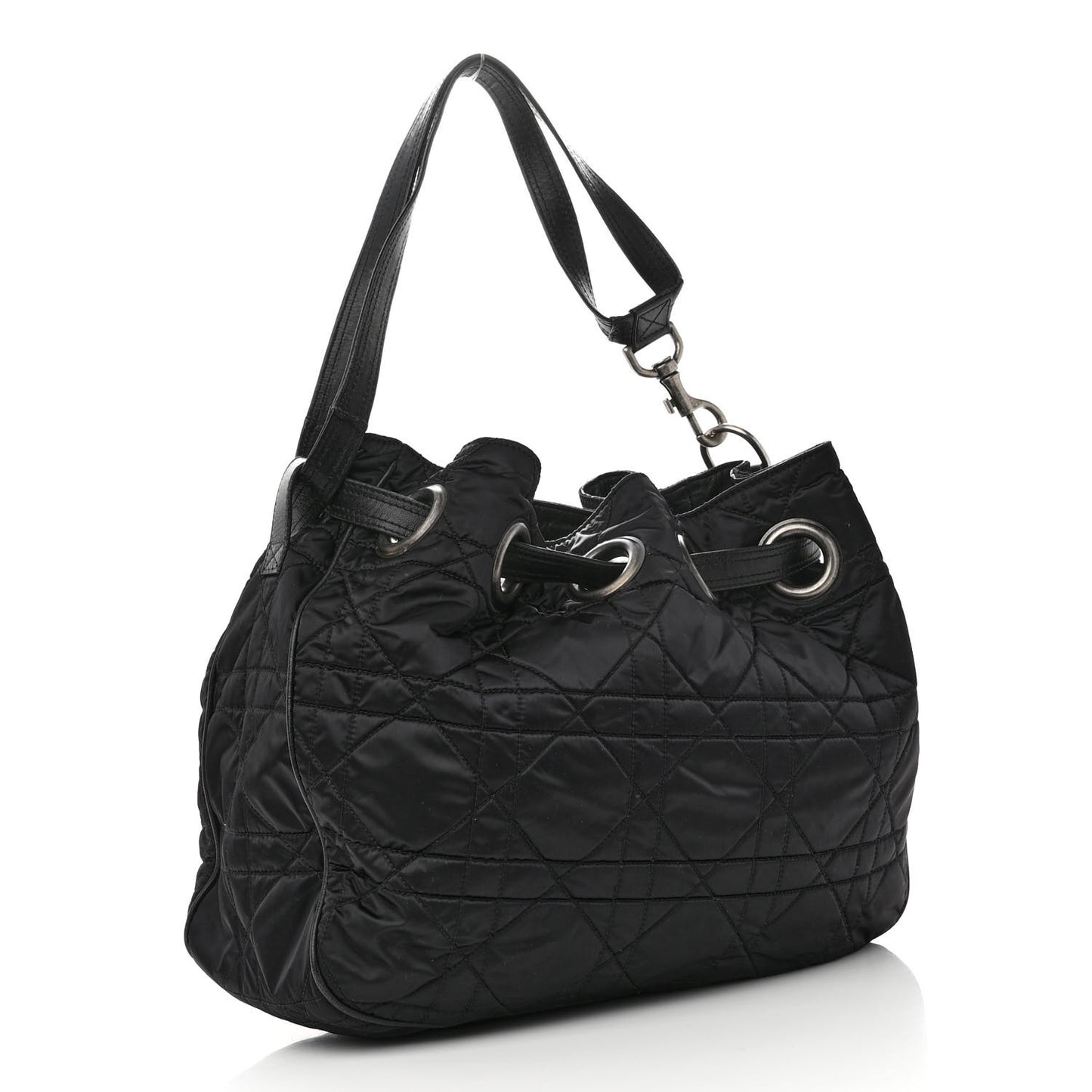 Nylon Cannage Drawstring Bag Black