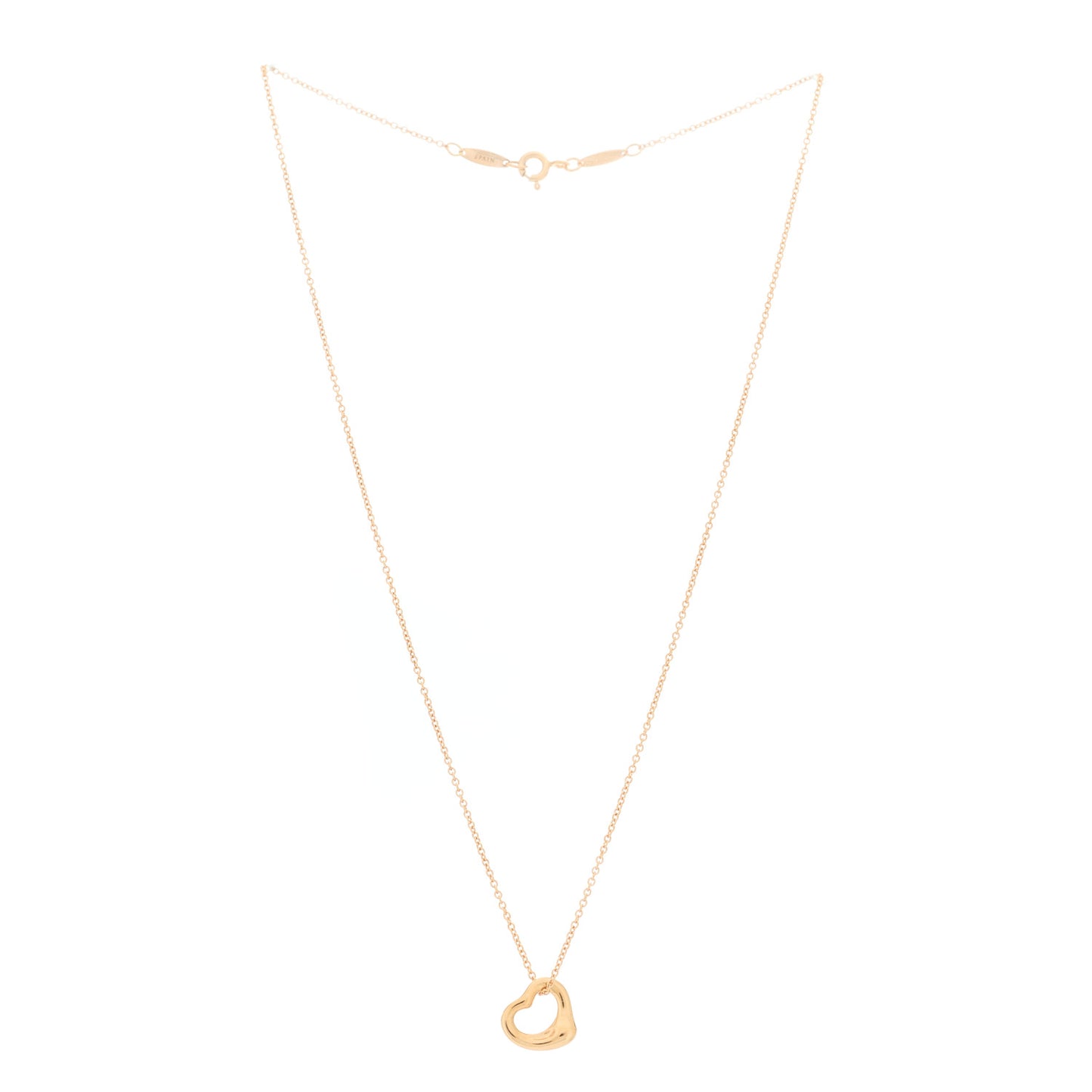 18K Rose Gold 11mm Elsa Peretti Open Heart Pendant Necklace