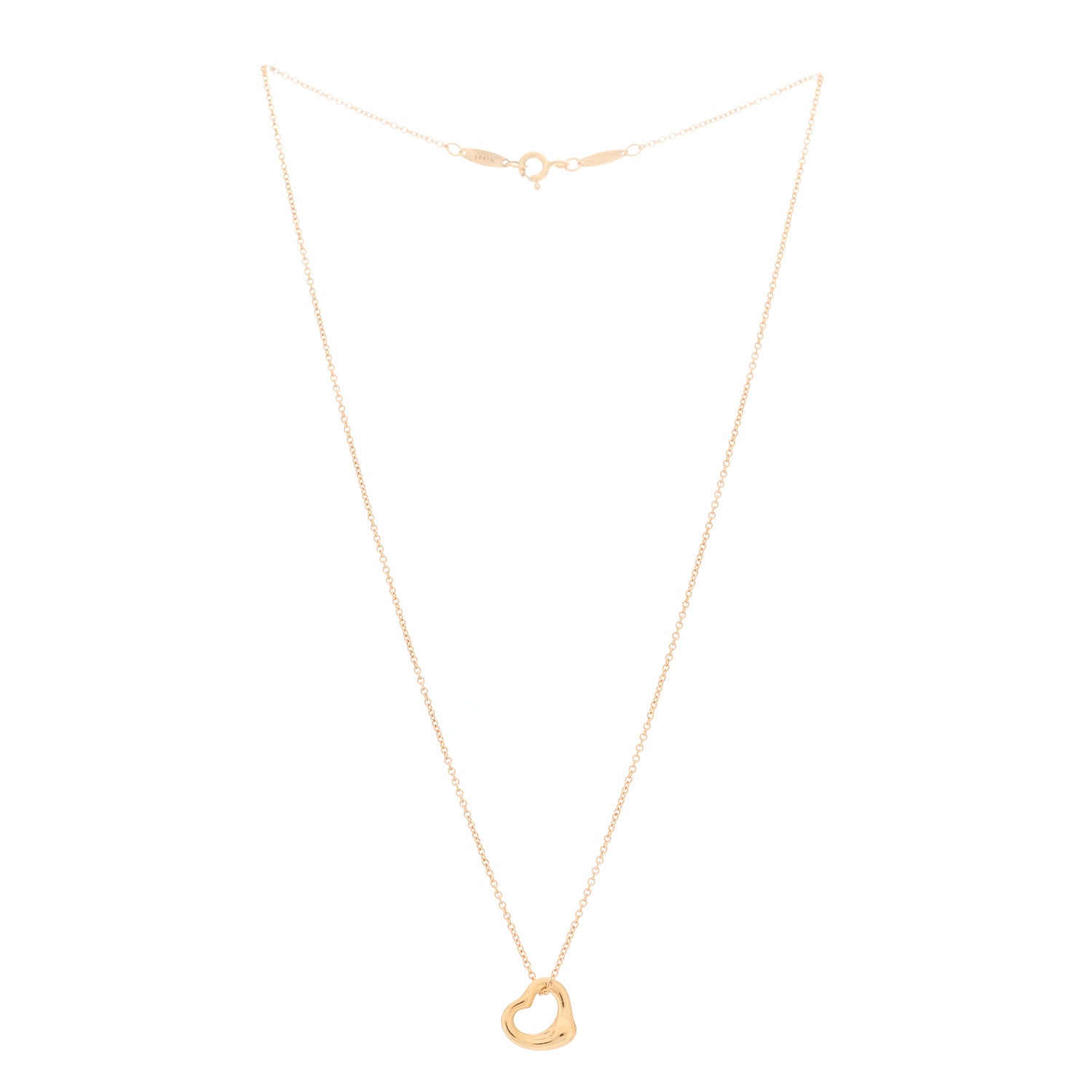 Tiffany 18K Rose Gold 11mm Elsa Peretti Open Heart Pendant Necklace 2 of 6