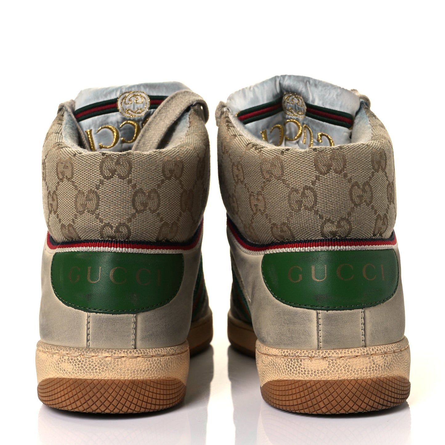 GG Monogram Nubuck Web Mens Screener High Top Sneakers 5 New Sand Dusty Milk Vintage Green