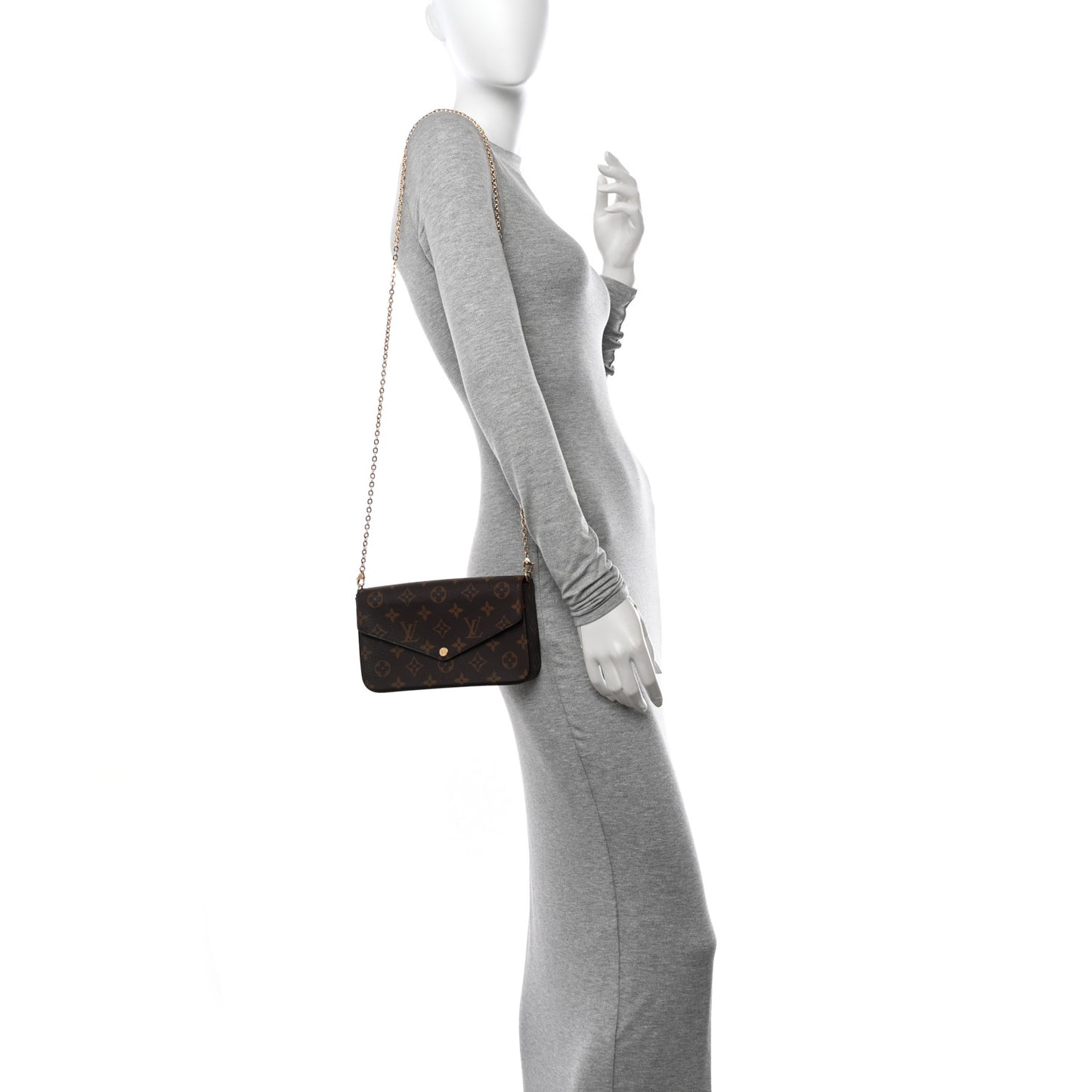 Monogram Pochette Felicie Chain Wallet Fuchsia
