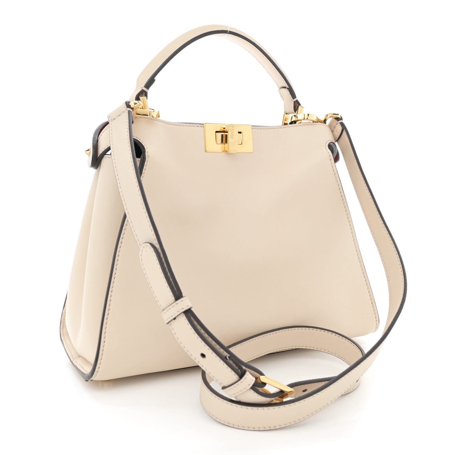 Fendi Vitello Tahiti Burro Bi-Color Medium Peekaboo Iconic Essentially Satchel Camelia Fragola Dark Blue 3 of 11