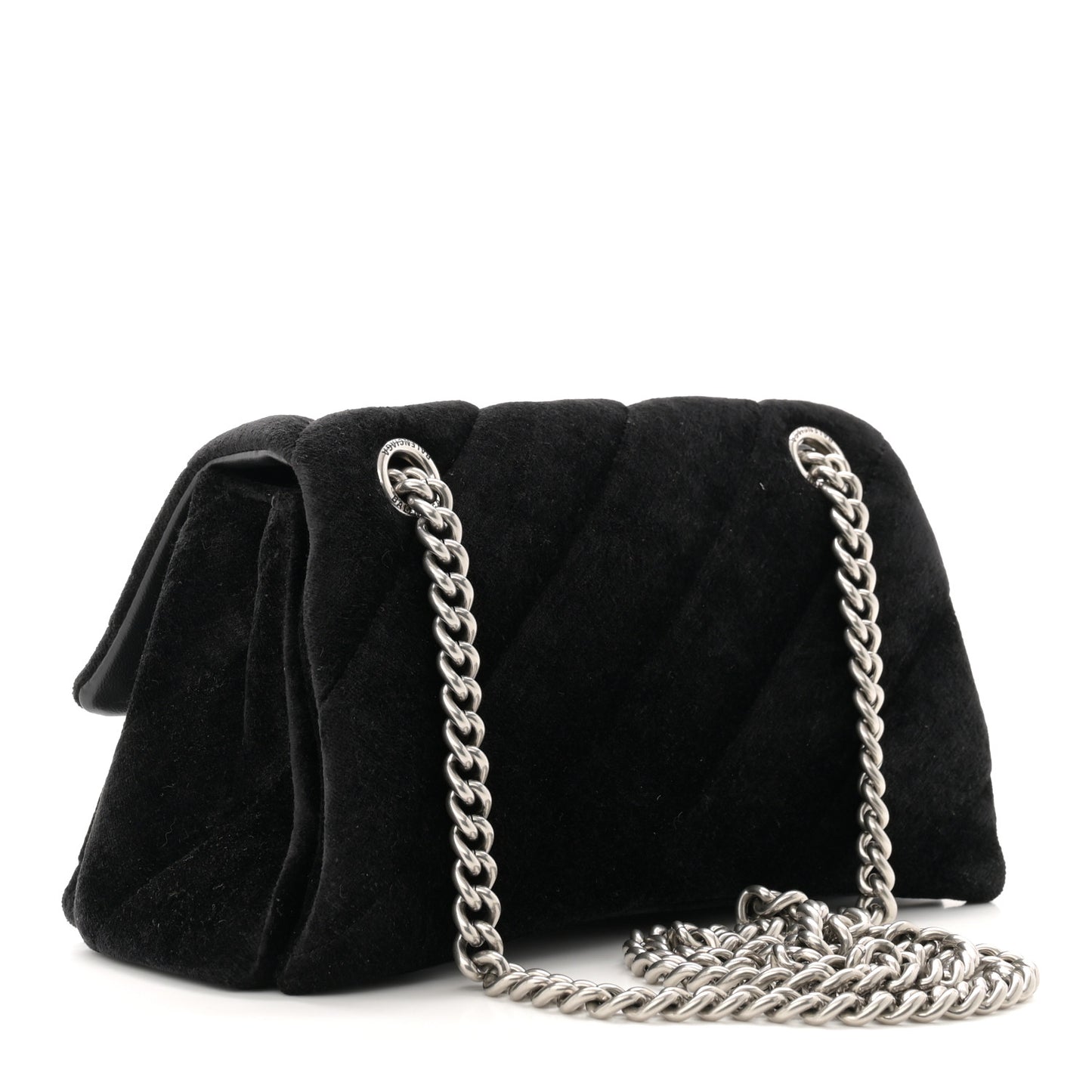 Velvet Quilted Small Crush Chain Bag Black
