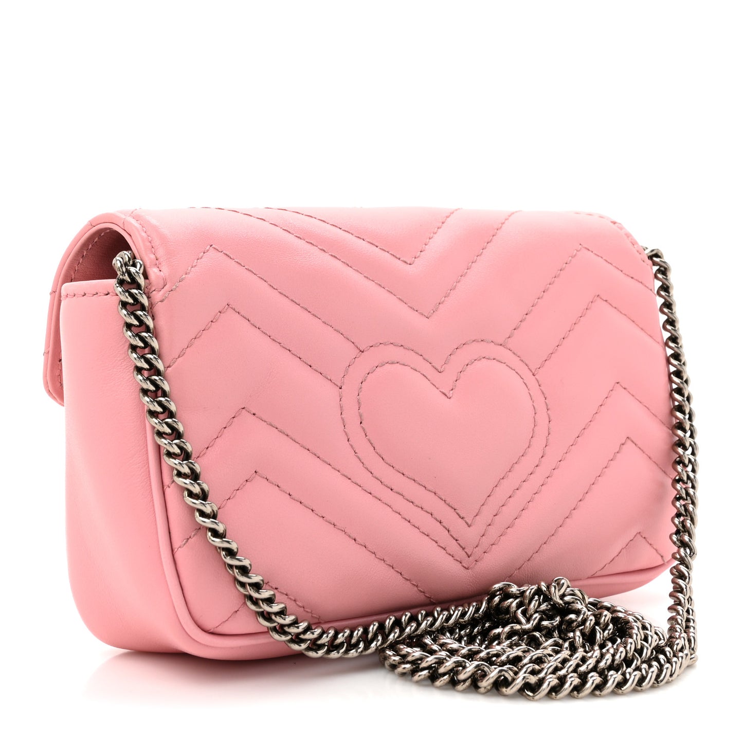 Calfskin Matelasse Super Mini GG Marmont Shoulder Bag Wild Rose