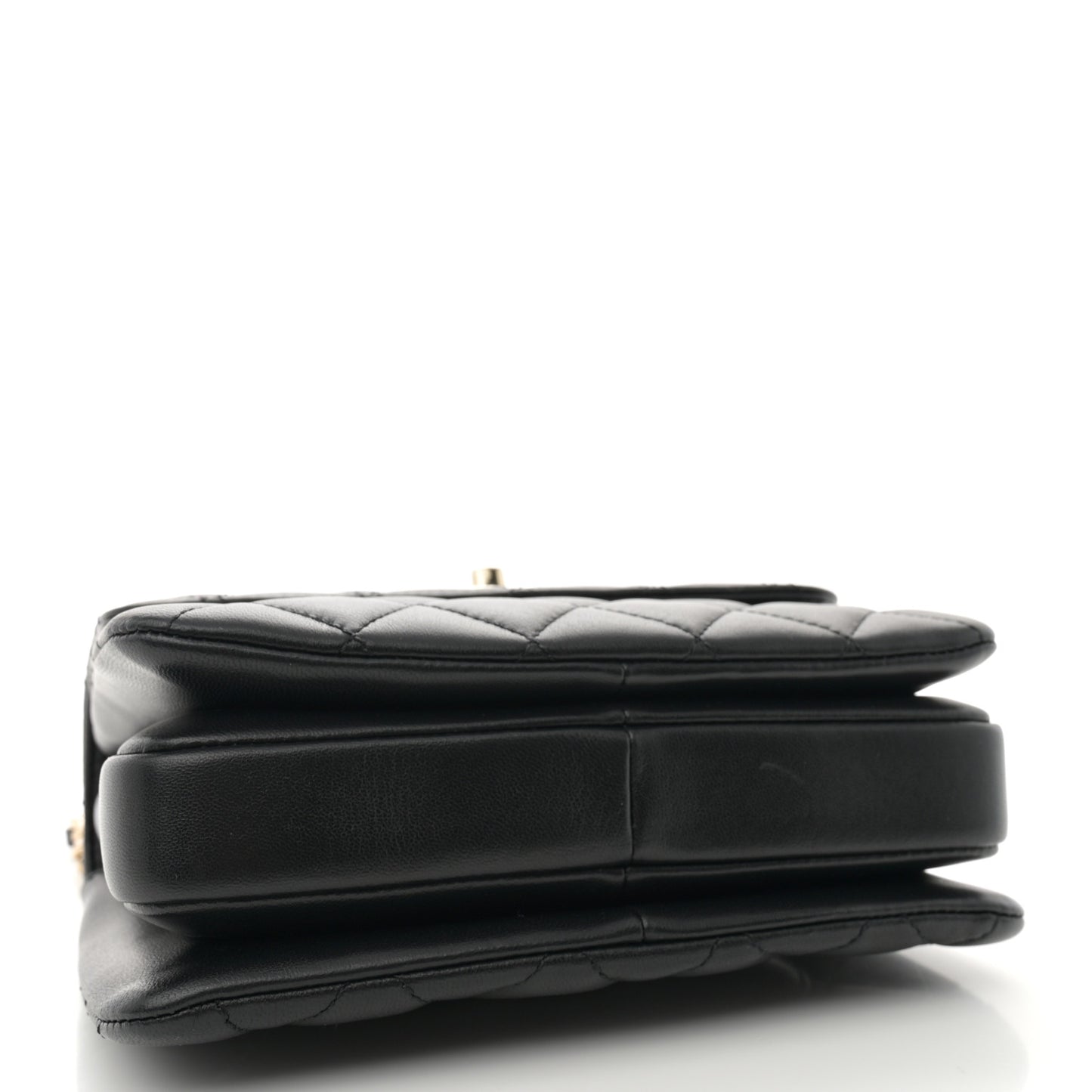 Lambskin Quilted Mini Trendy CC Dual Handle Flap Bag Black