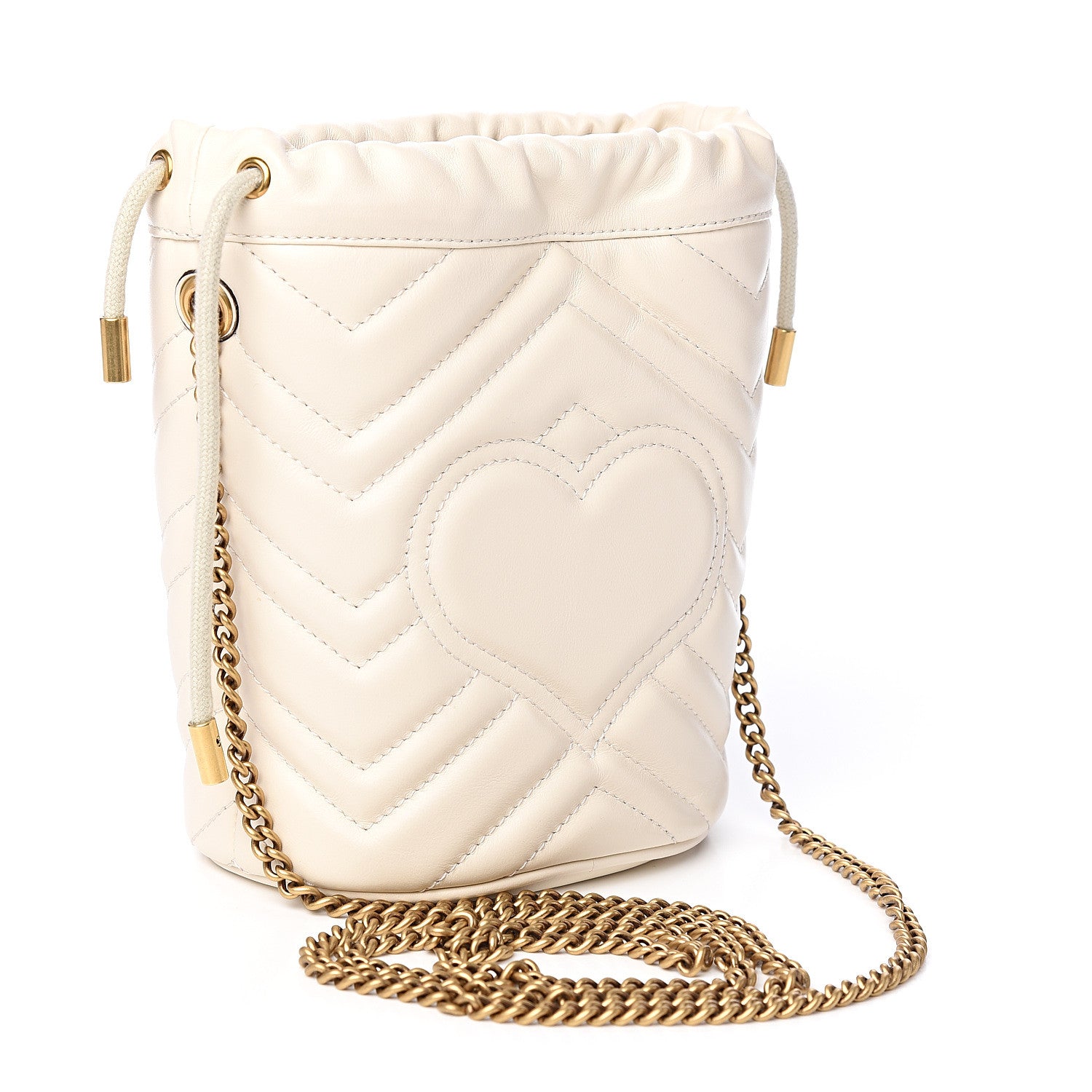 Gucci Calfskin Matelasse Mini GG Marmont 2.0 Bucket Bag White 2 of 10