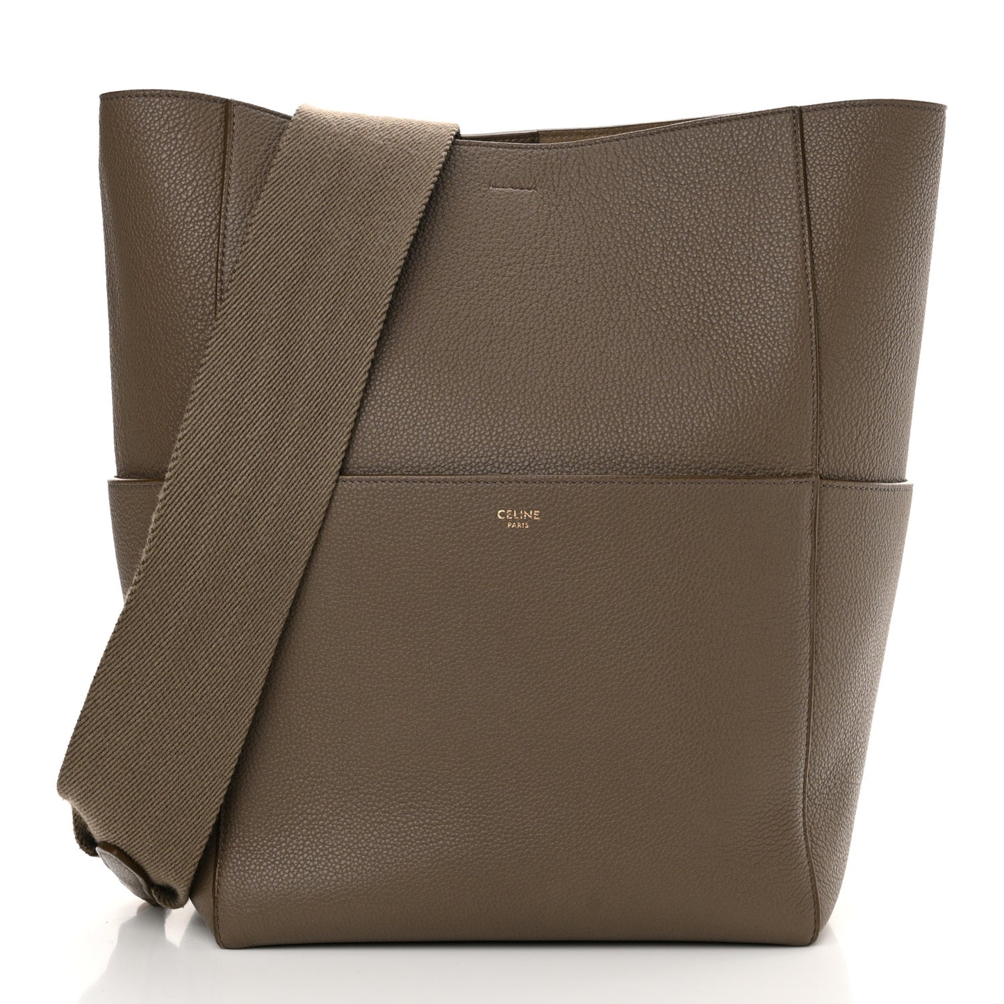 Soft Grained Calfskin Sangle Bucket Bag Taupe