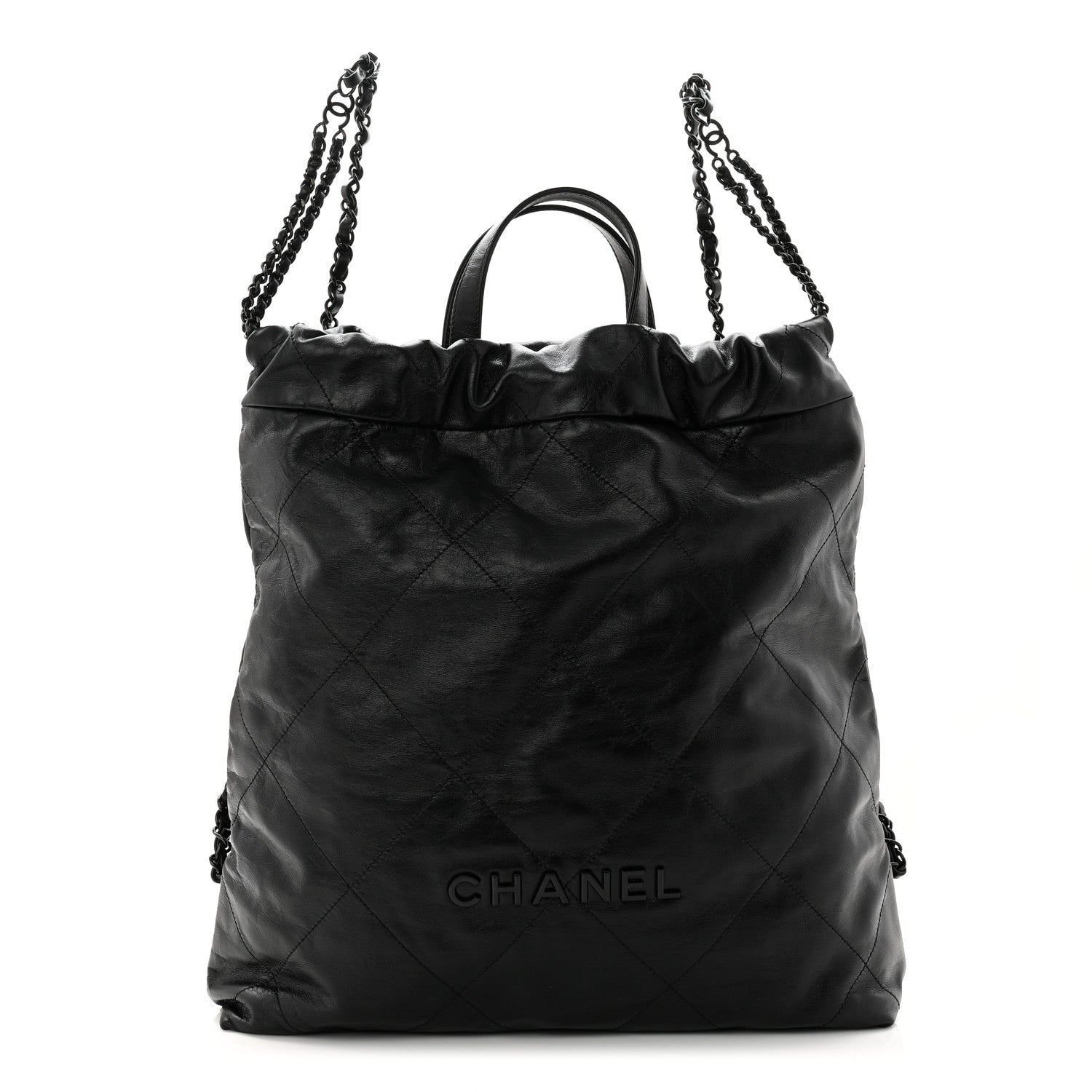 Chanel Shiny Calfskin Quilted Chanel 22 Backpack So Black 1825779