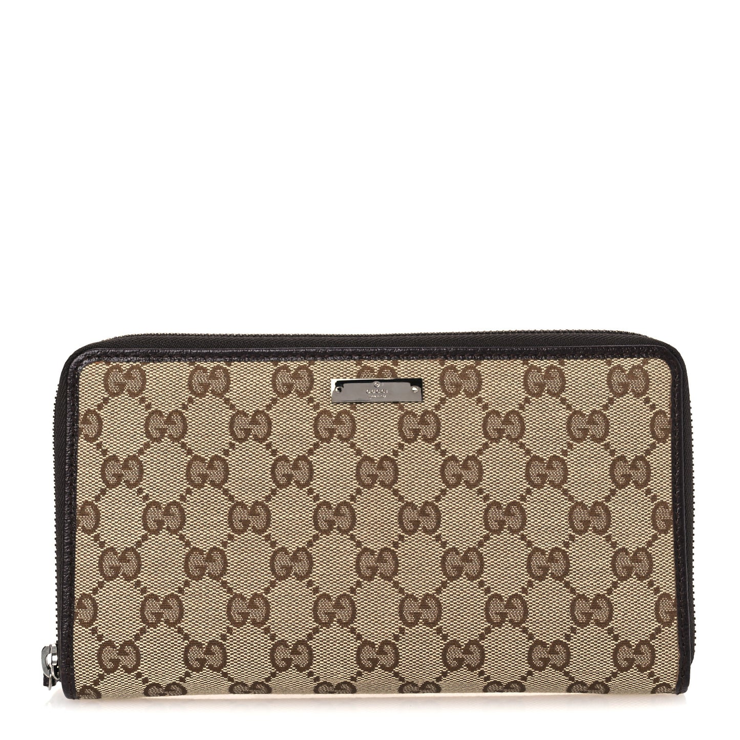 Monogram Metal Bar Zip Around Travel Wallet Dark Brown