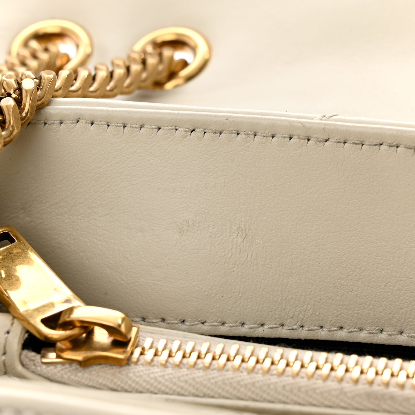 Calfskin Y Quilted Monogram Small Loulou Chain Satchel Blanc Vintage