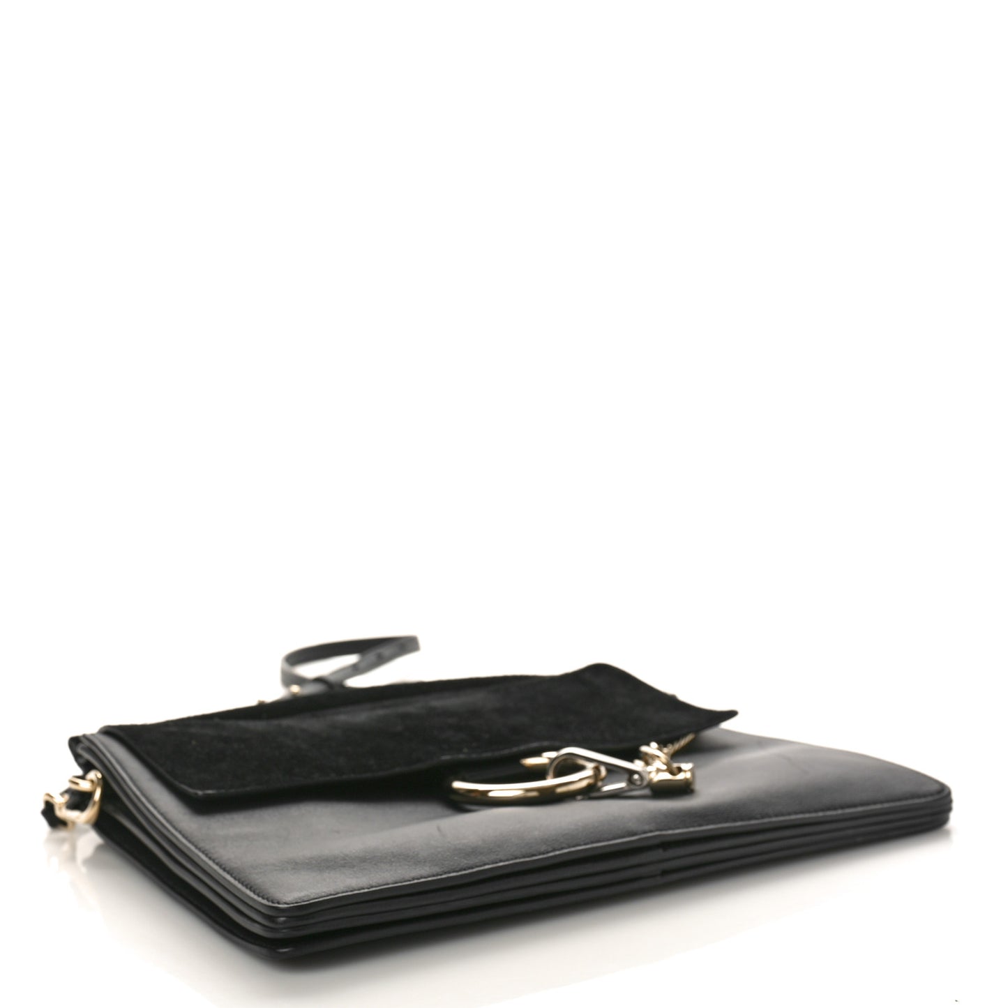 Suede Calfskin Medium Faye Shoulder Bag Black