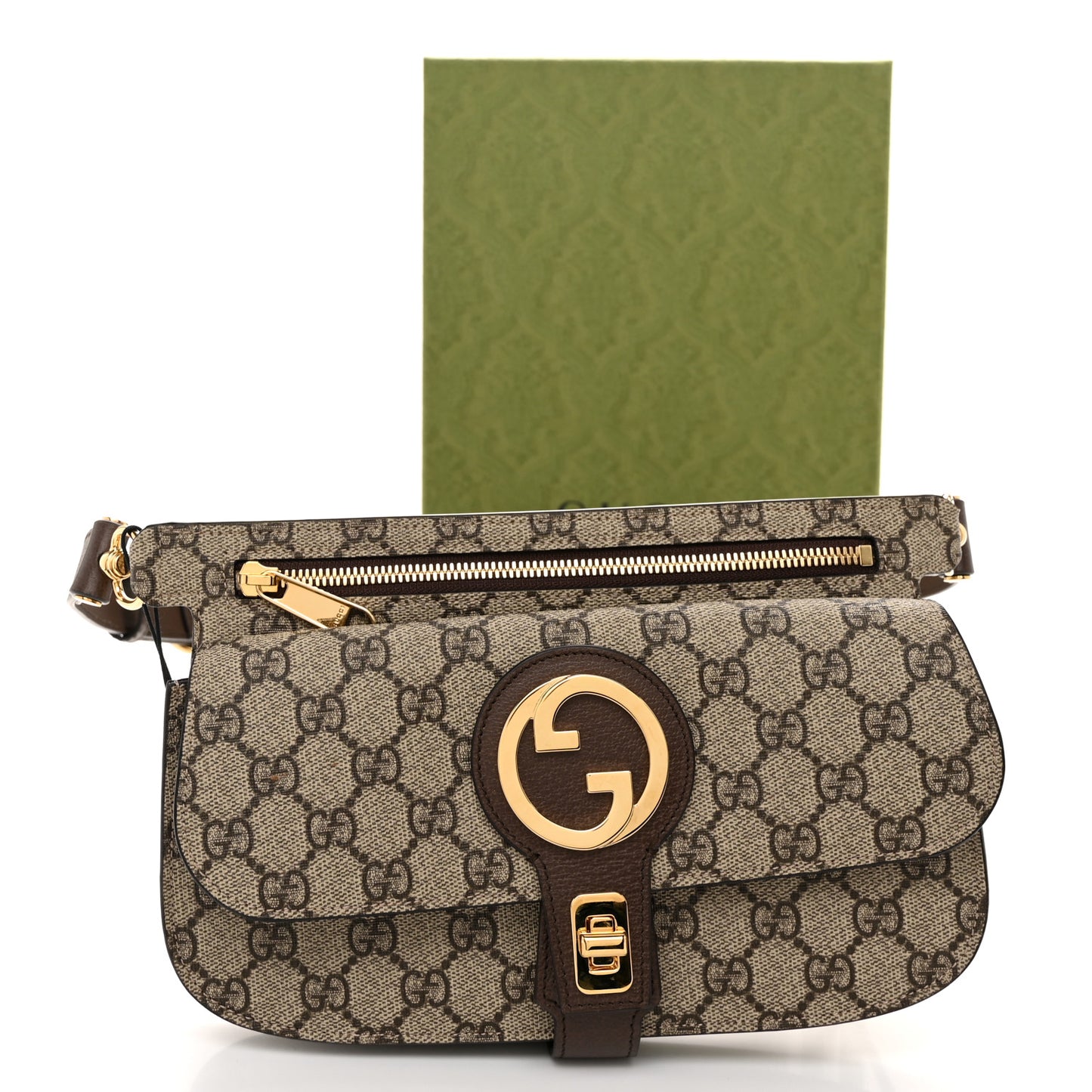 GG Supreme Monogram Textured Dollar Calfskin Blondie Belt Bag Beige Ebony New Acero
