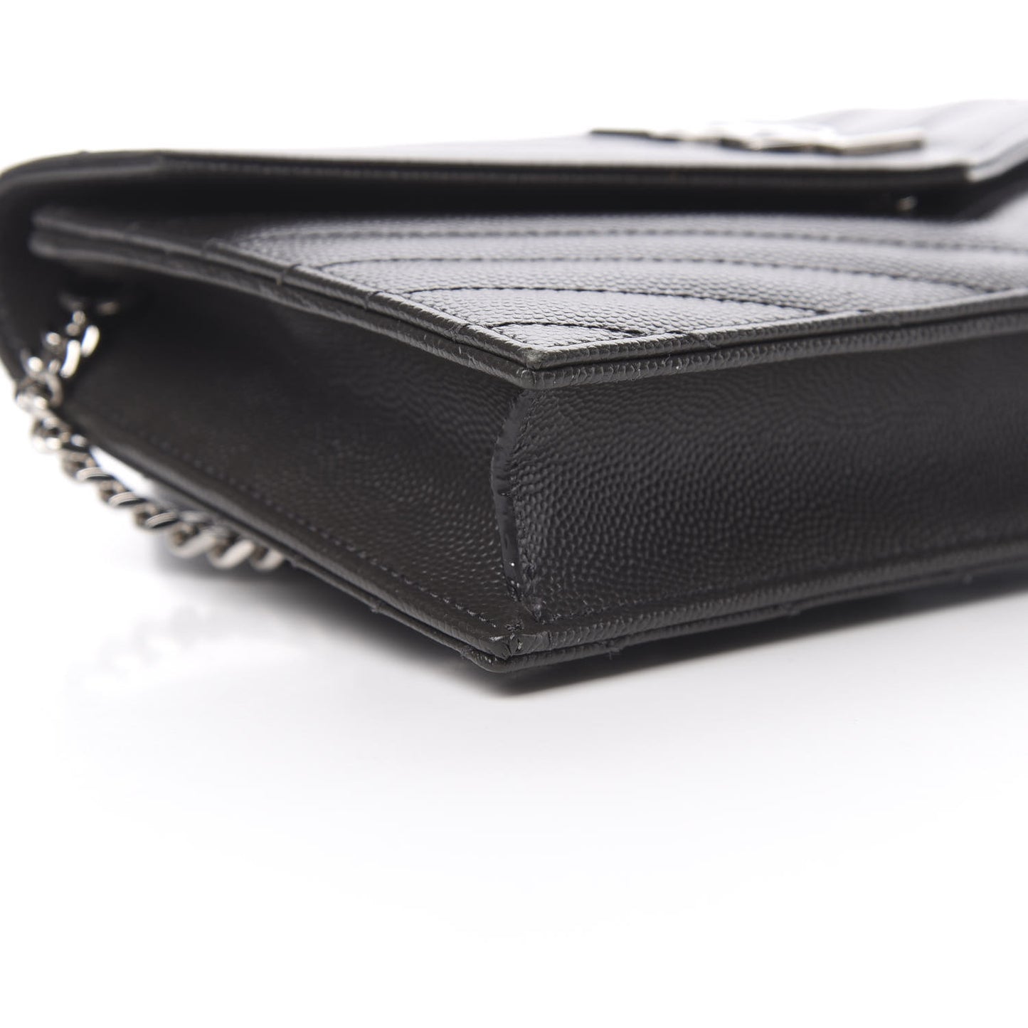 Grain De Poudre Matelasse Chevron Monogram Envelope Chain Wallet Coal