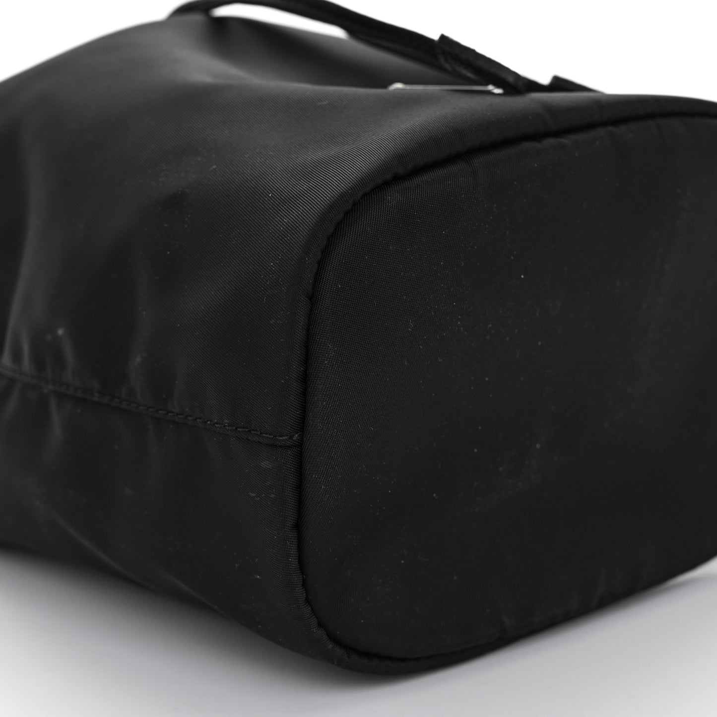Saffiano Tessuto Nylon Vela Bucket Wristlet Black