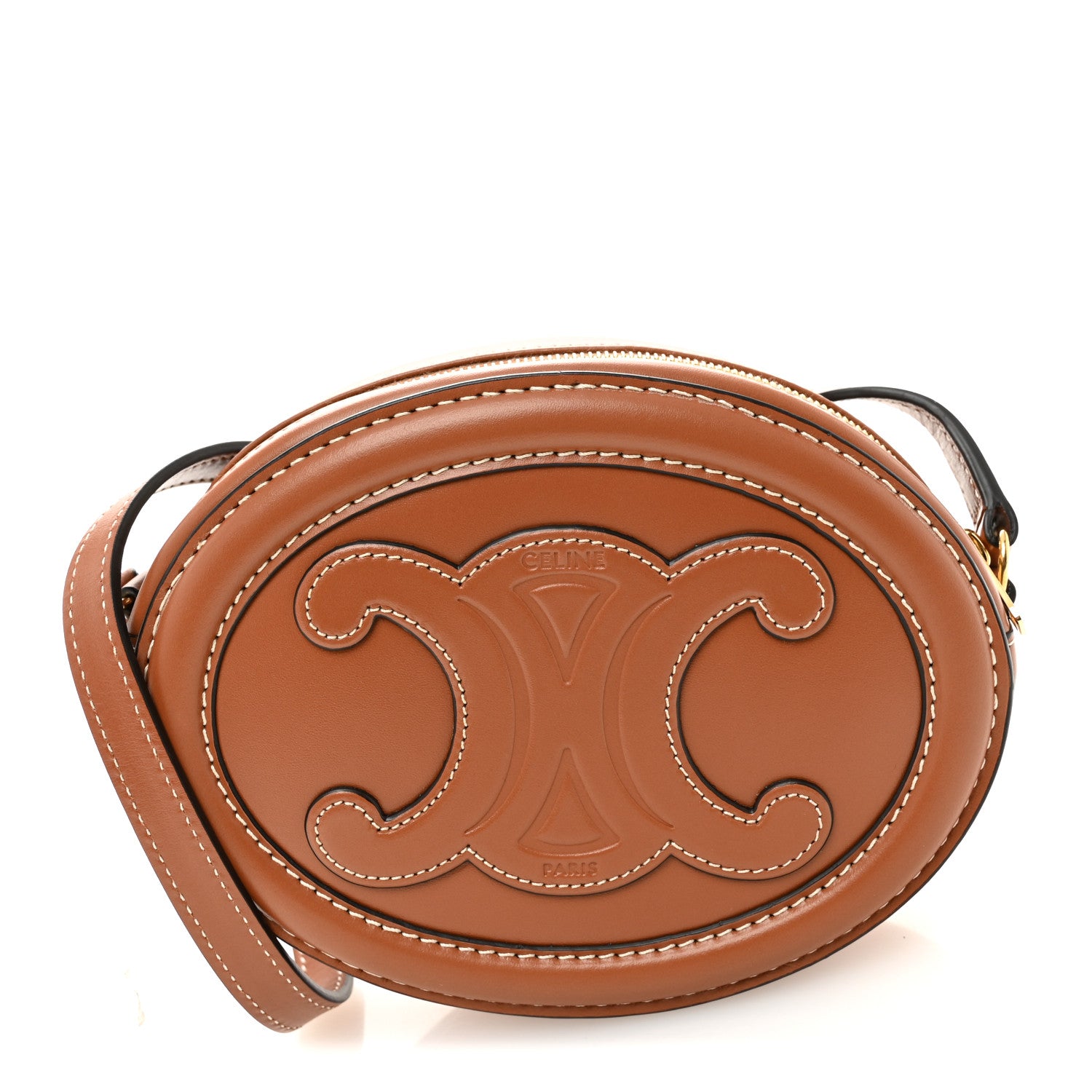 Celine Smooth Calfskin Cuir Small Triomphe Oval Crossbody Purse