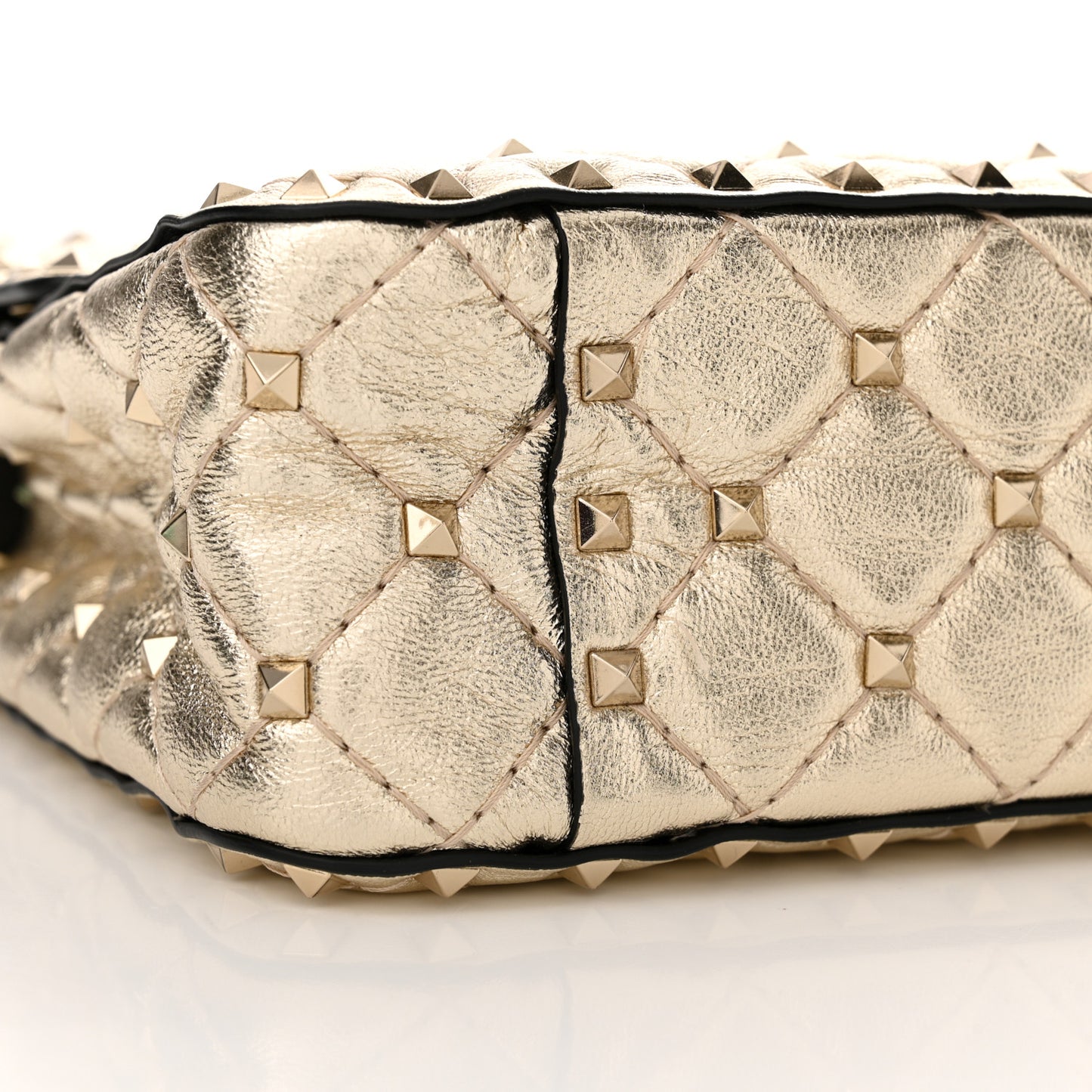 Metallic Wrinkled Lambskin Medium Rockstud Spike Shoulder Bag Mekong