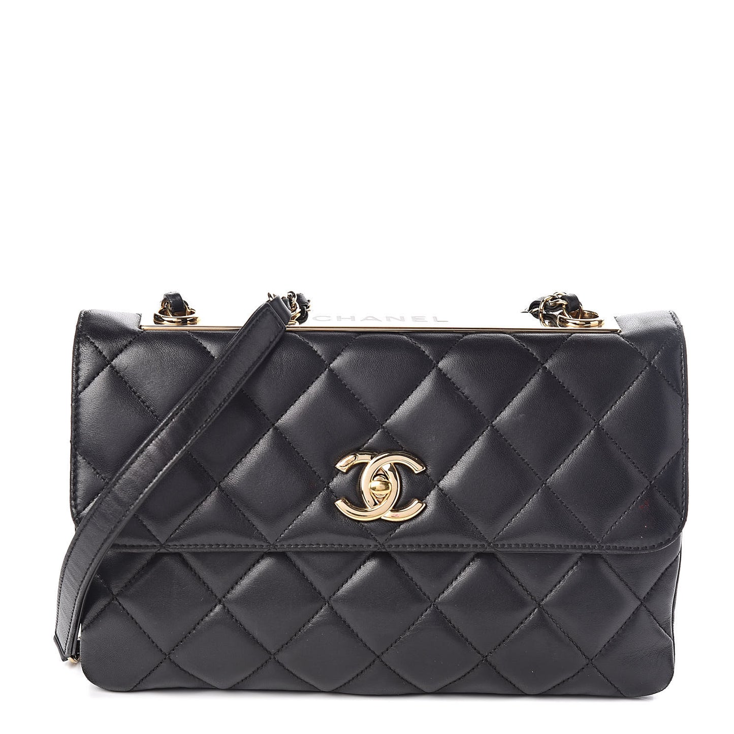 Lambskin Quilted Medium Trendy CC Flap Black