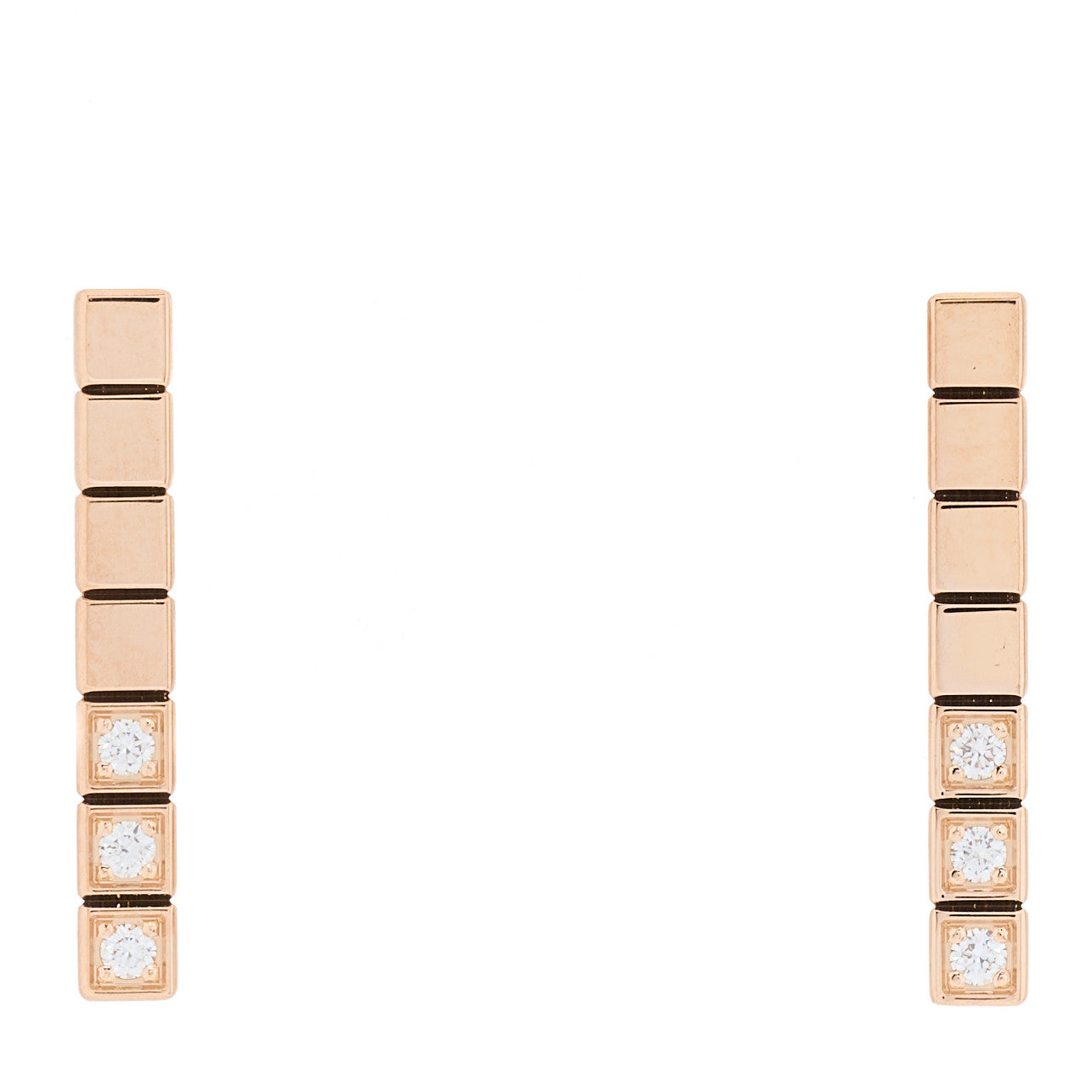 18K Rose Gold Diamond Ice Cube Pure Earrings