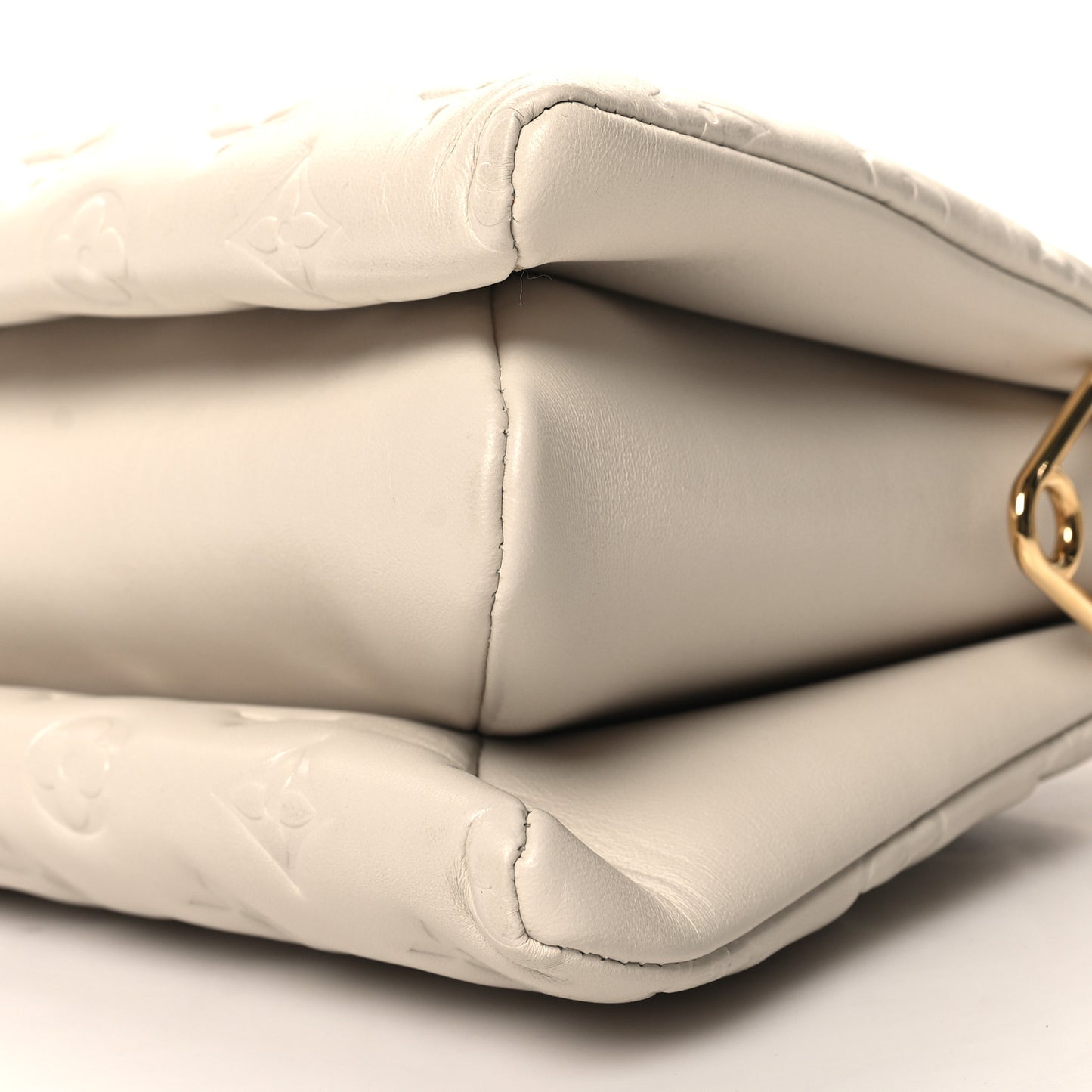 Lambskin Embossed Monogram Coussin PM Beige Cream
