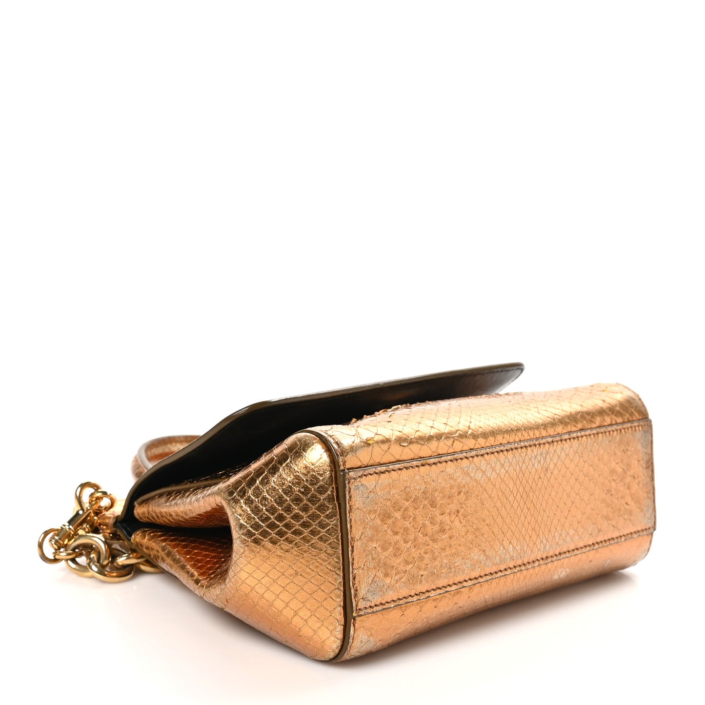 Snakeskin Small Miss Sicily Satchel Gold