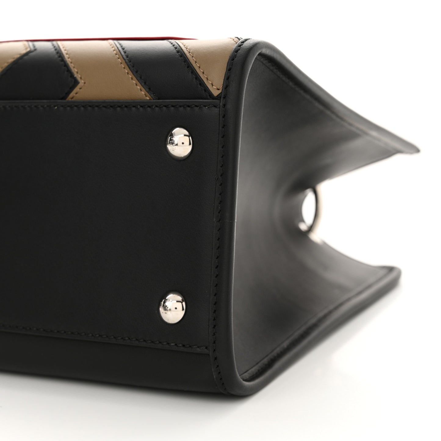 Vitello Century F is Fendi FF Diagonal Inlay Small Runaway Satchel Fango Black Fragola