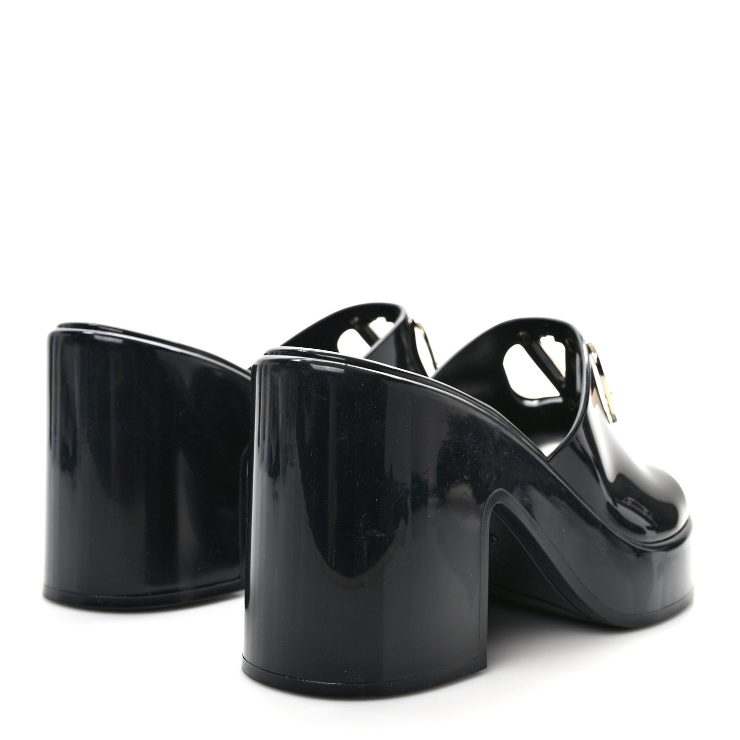 Rubber VLogo PM Platform Slide Sandals 40 Black