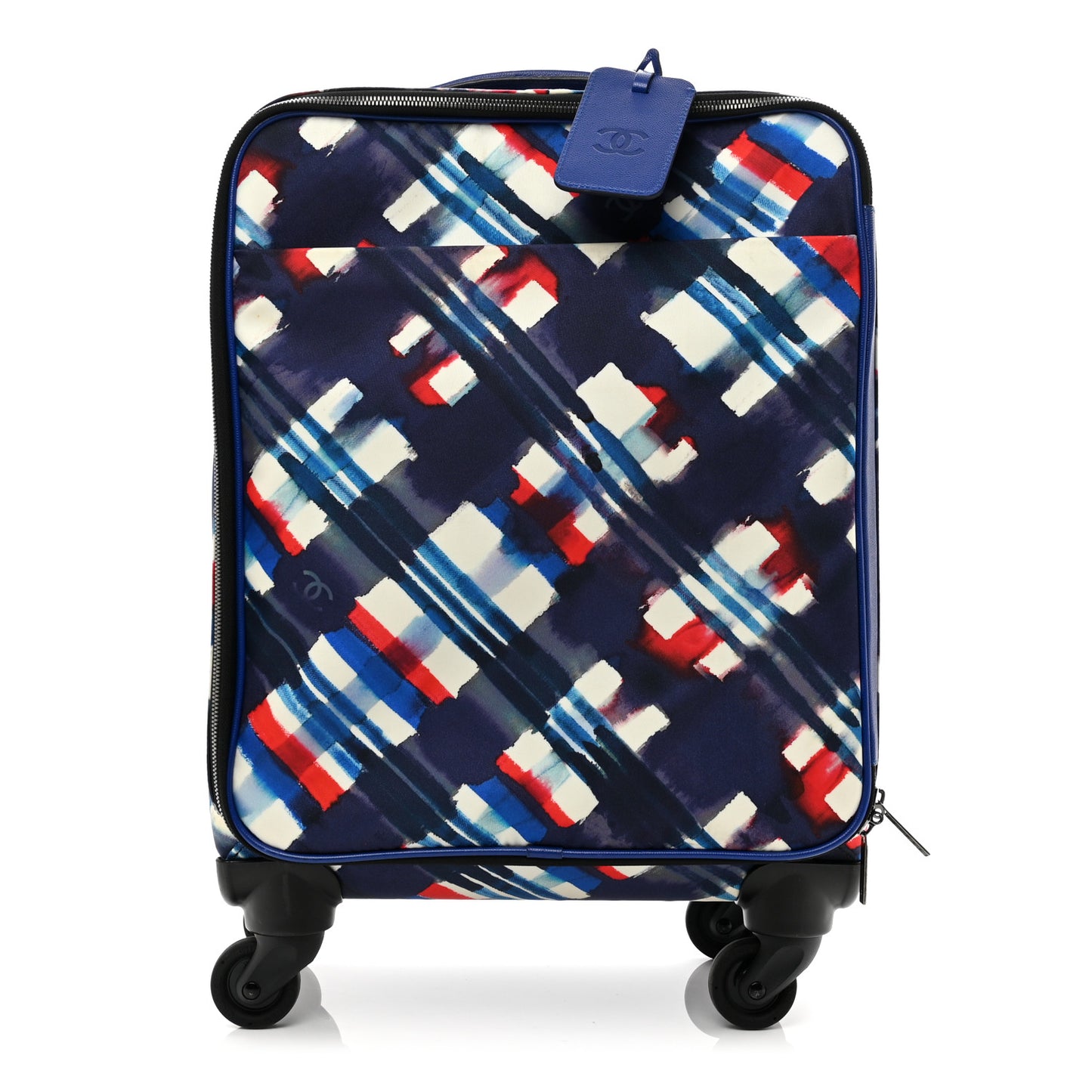 Nylon Airline Printed Coco Case Trolley White Navy Blue Red