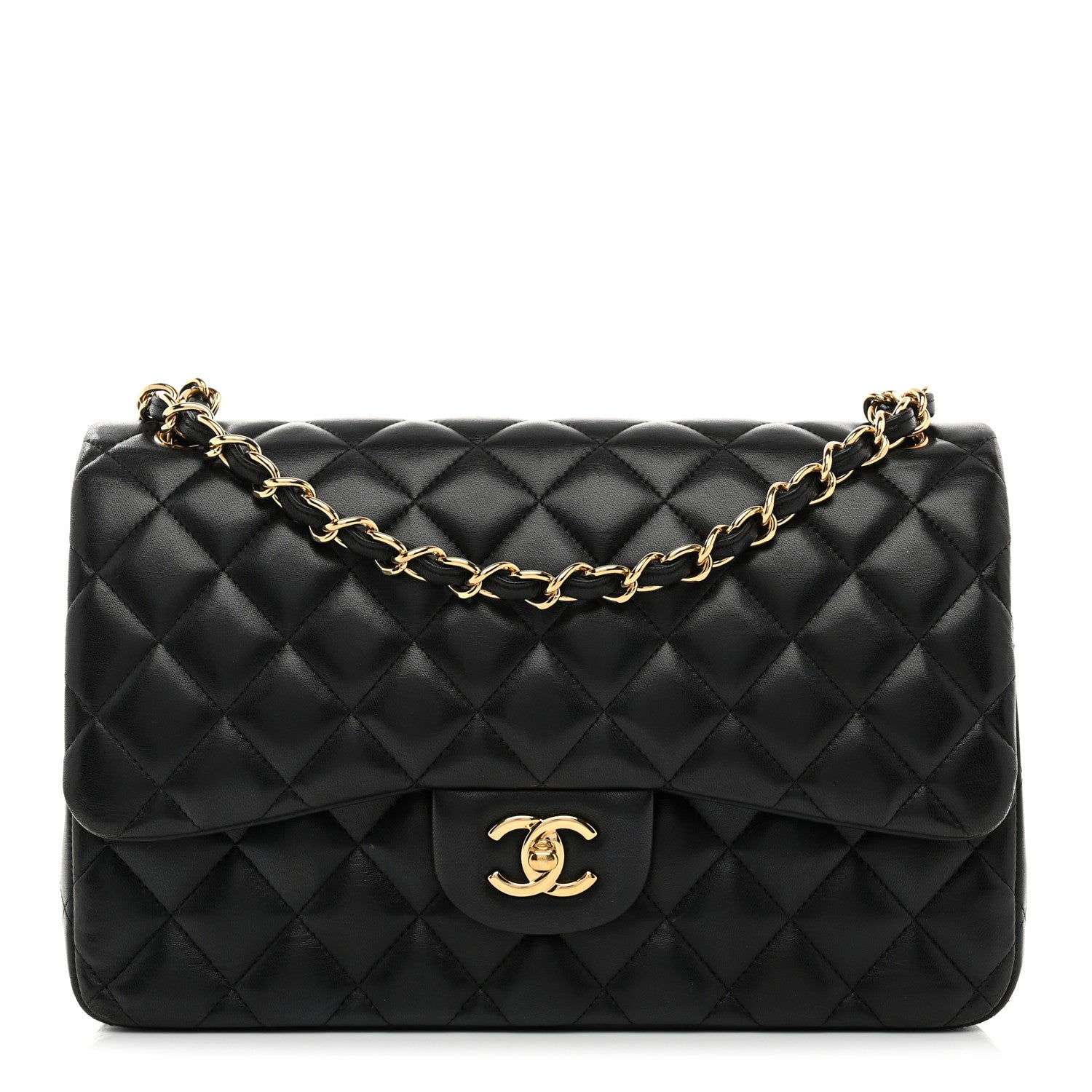Chanel Lambskin Quilted Jumbo Double Flap Black 1 of 11