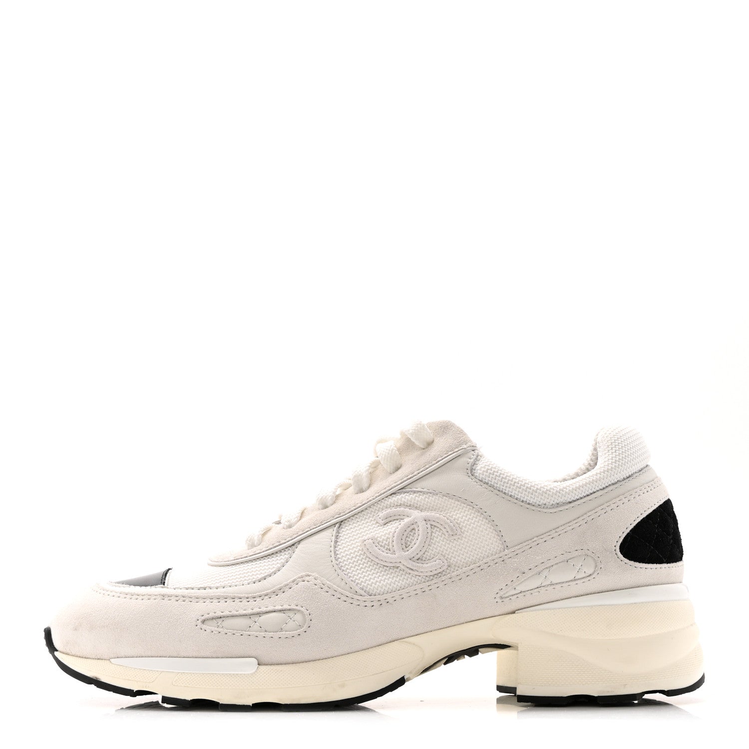 Chanel Mixed Fibers Suede Shiny Calfskin Womens CC Sneakers 39