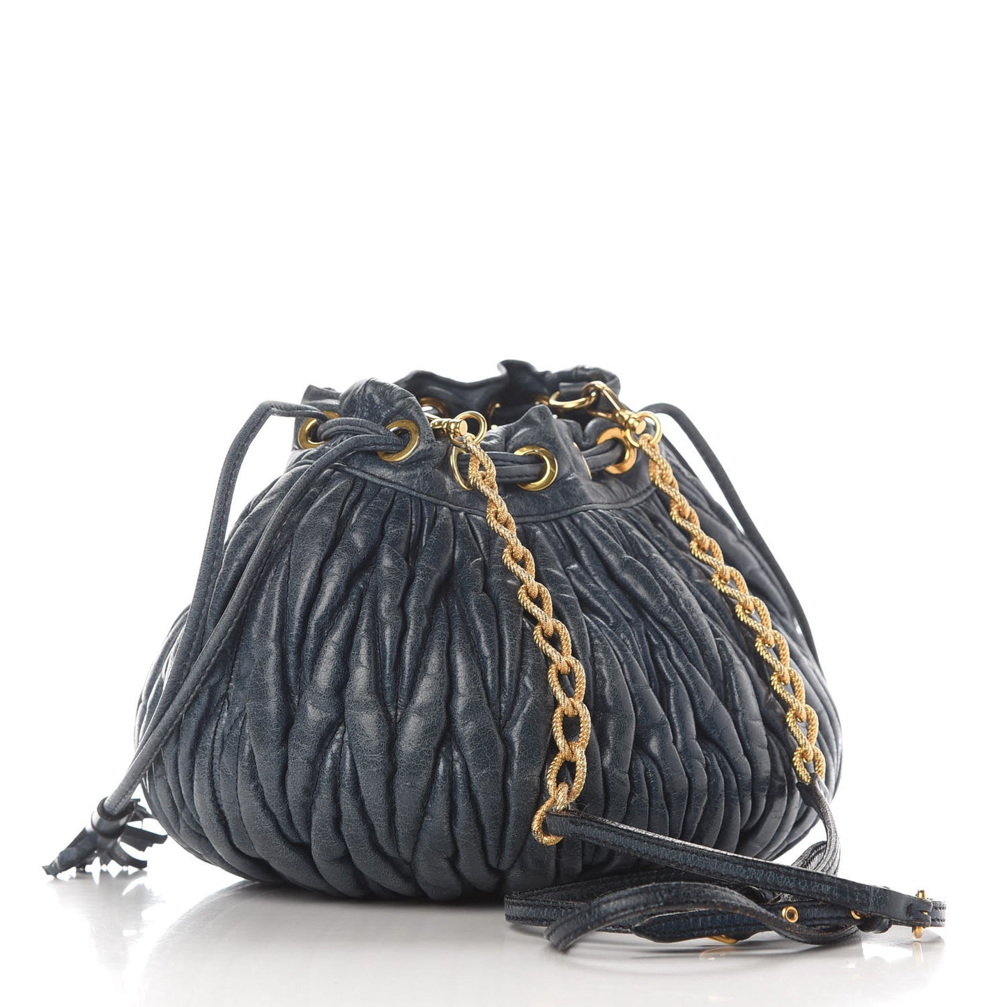 Nappa Matelasse Small Bucket Bag Denim