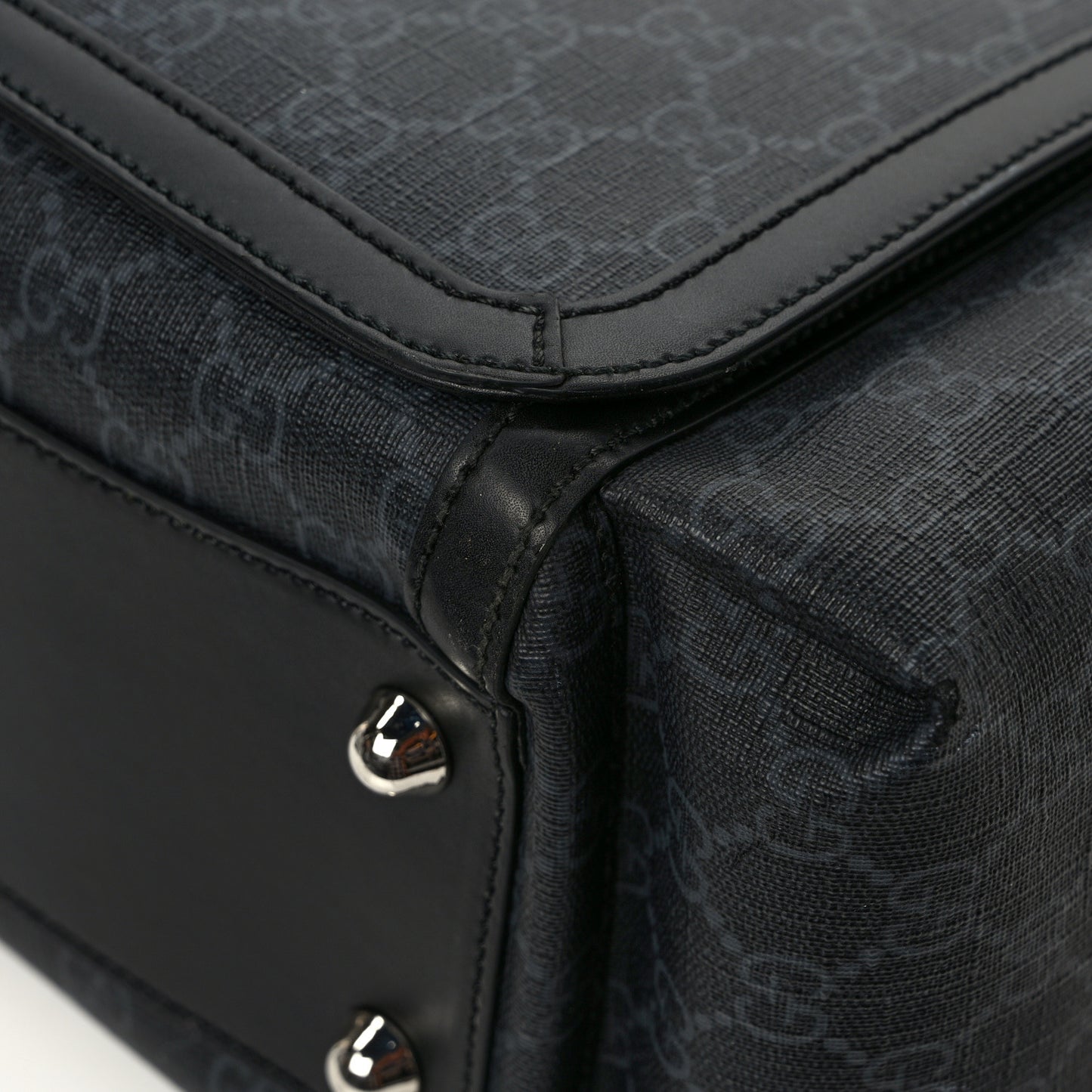 GG Supreme Monogram Web Messenger Diaper Bag Black Grey