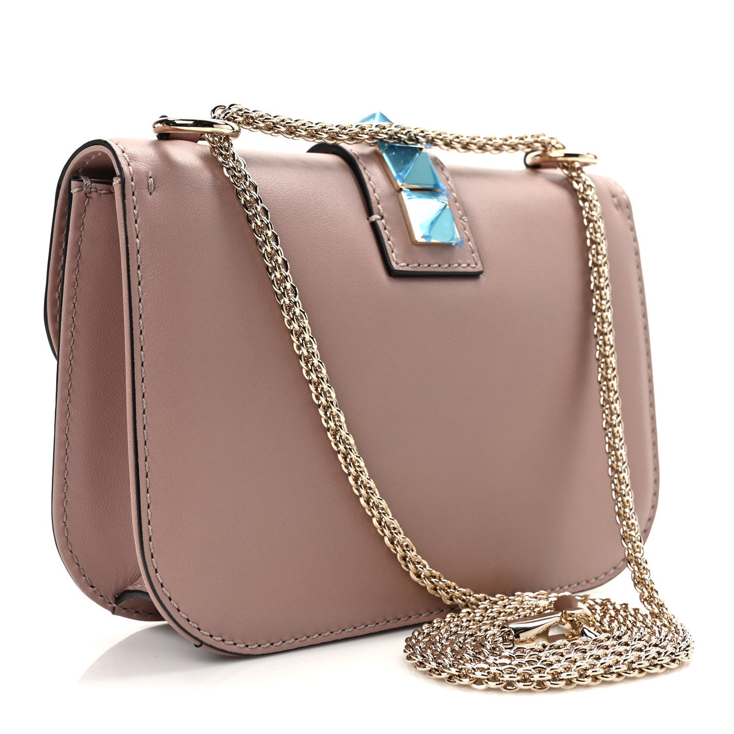 Valentino Garavani Vitello Small Glam Lock Rockstud Flap Poudre 3 of 10