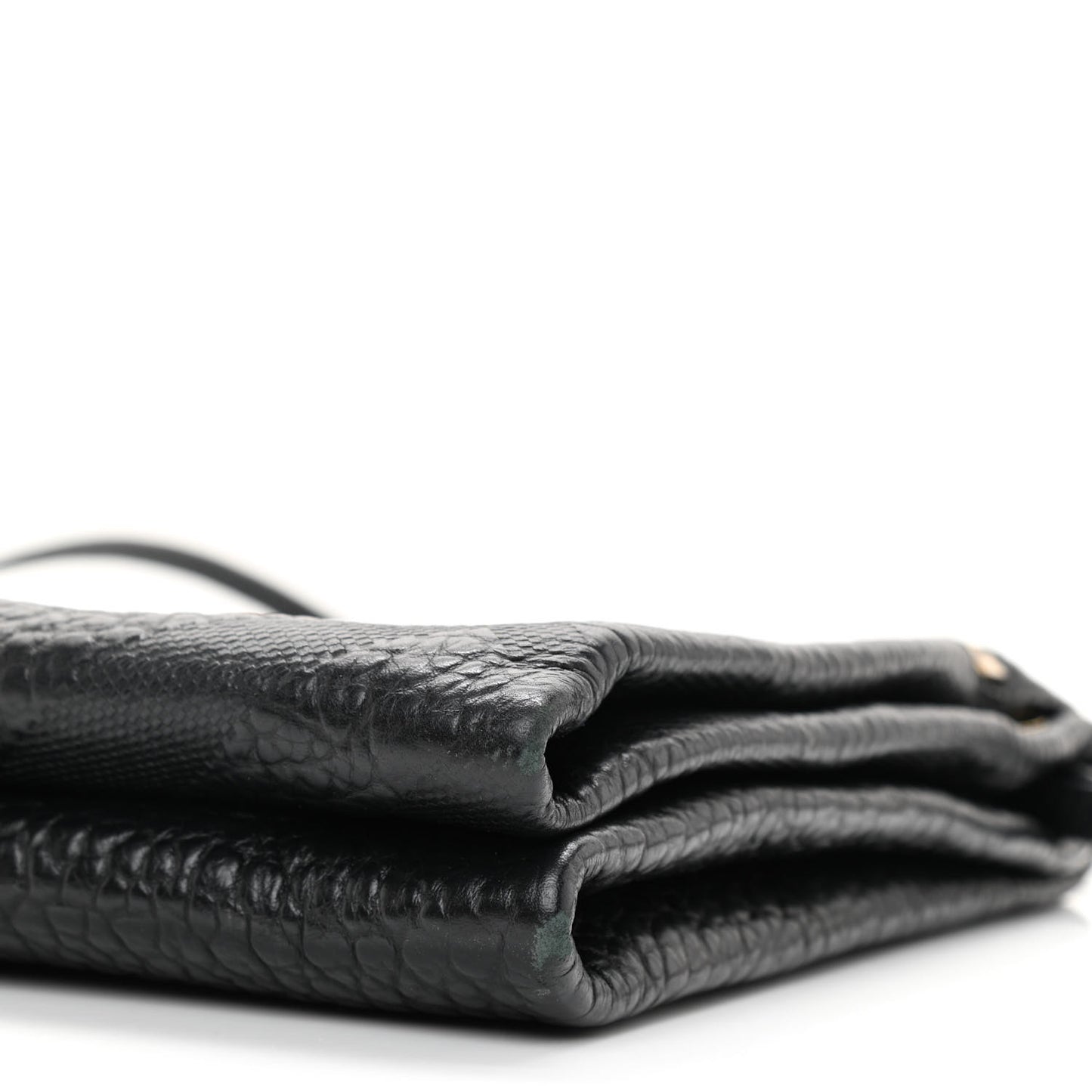 Signature Grain Calfskin Check Embossed Medium Balmoral Clutch Bag Black