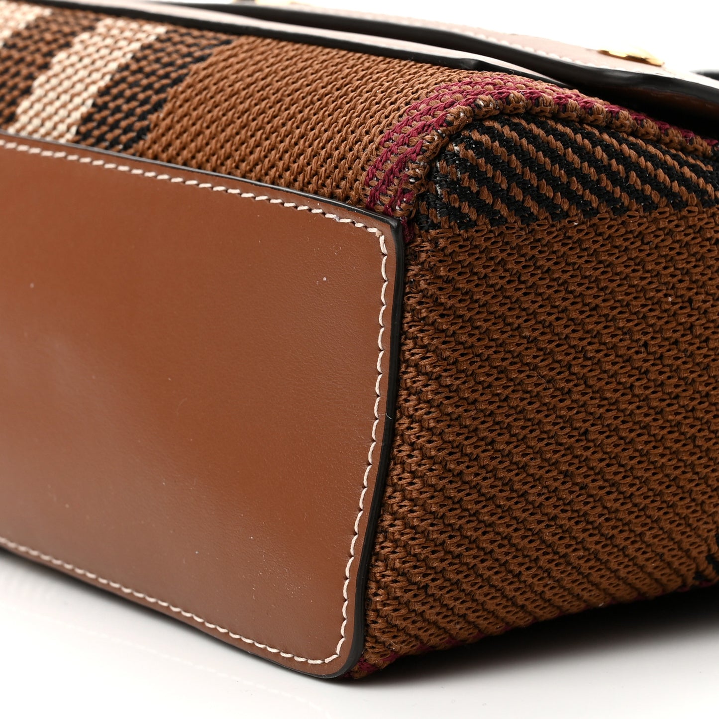 Calfskin Exaggerated Check Note Crossbody Bag Dark Birch Brown