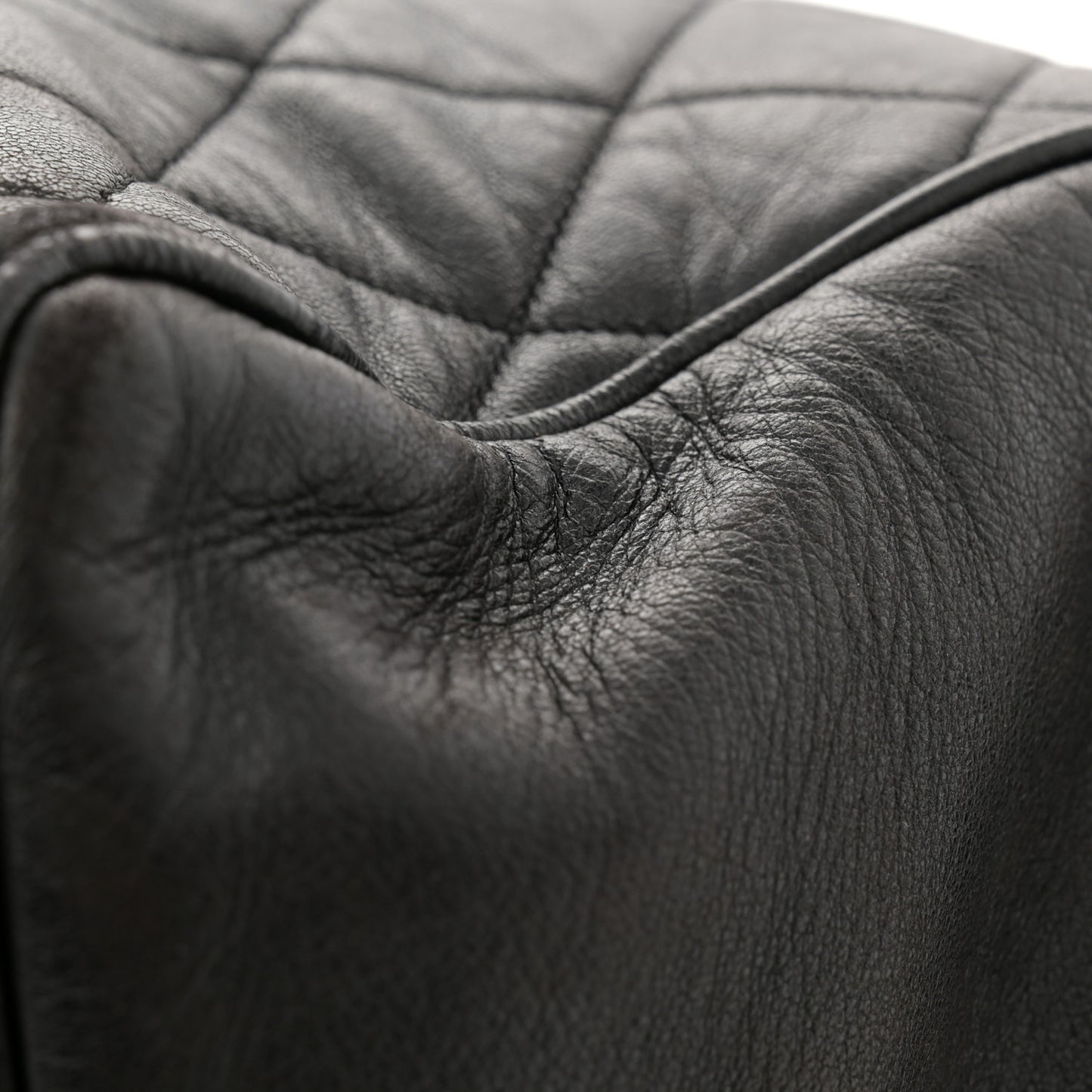 Lambskin Large Quilted Shopping Tote Black