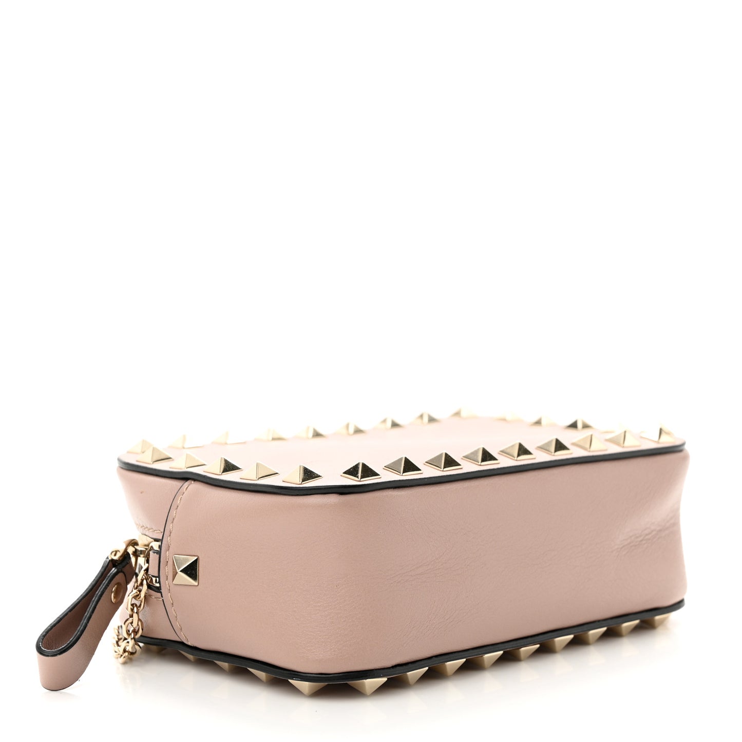 Calfskin Small Rockstud Chain Camera Crossbody Bag Poudre