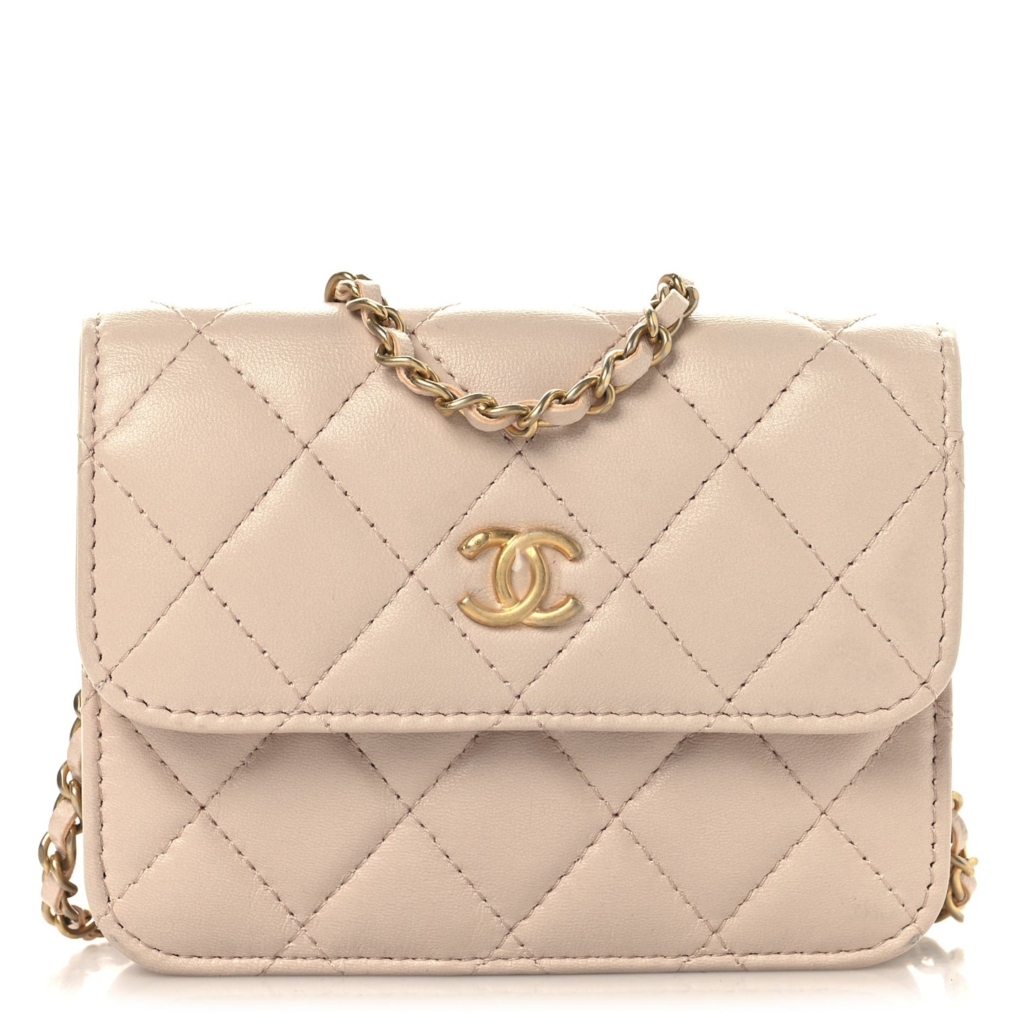Lambskin Quilted Pearl Crush Clutch With Chain Light Pink