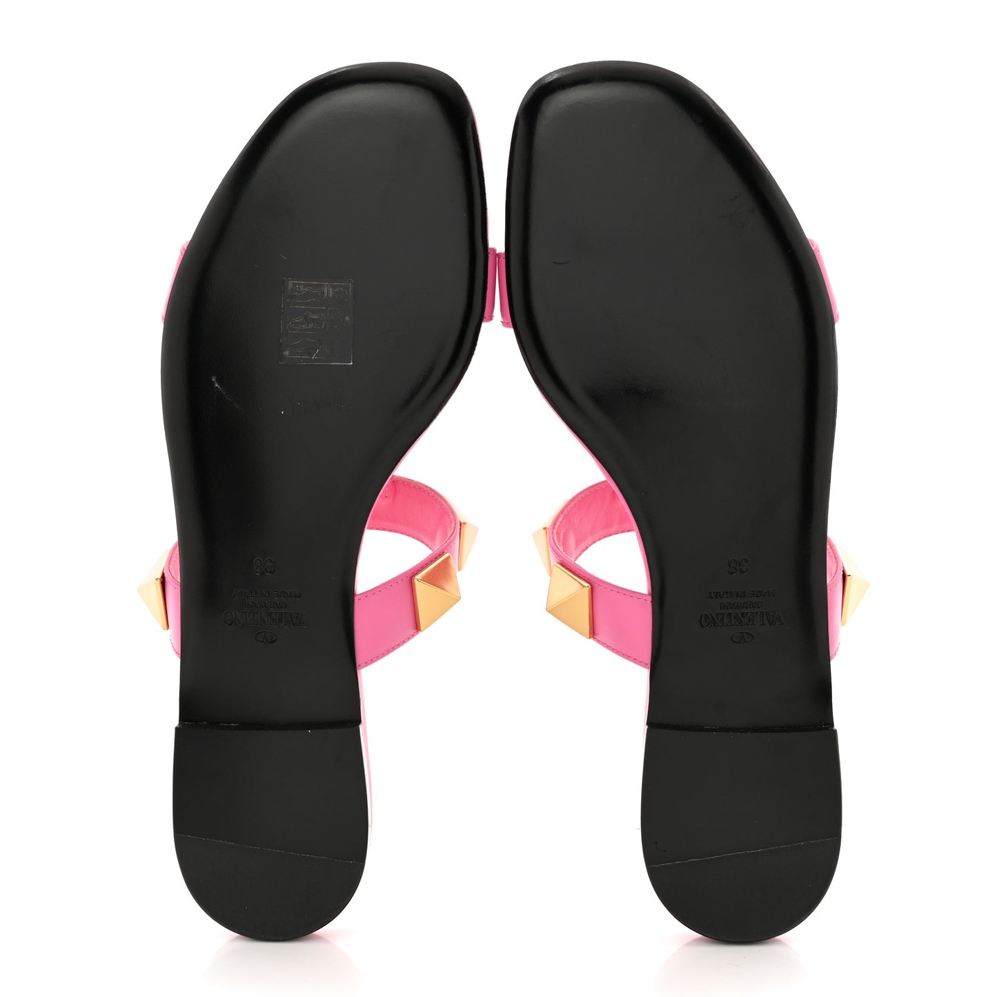 Calfskin Roman Stud Flat Slide Sandals 38 Feminine Pink