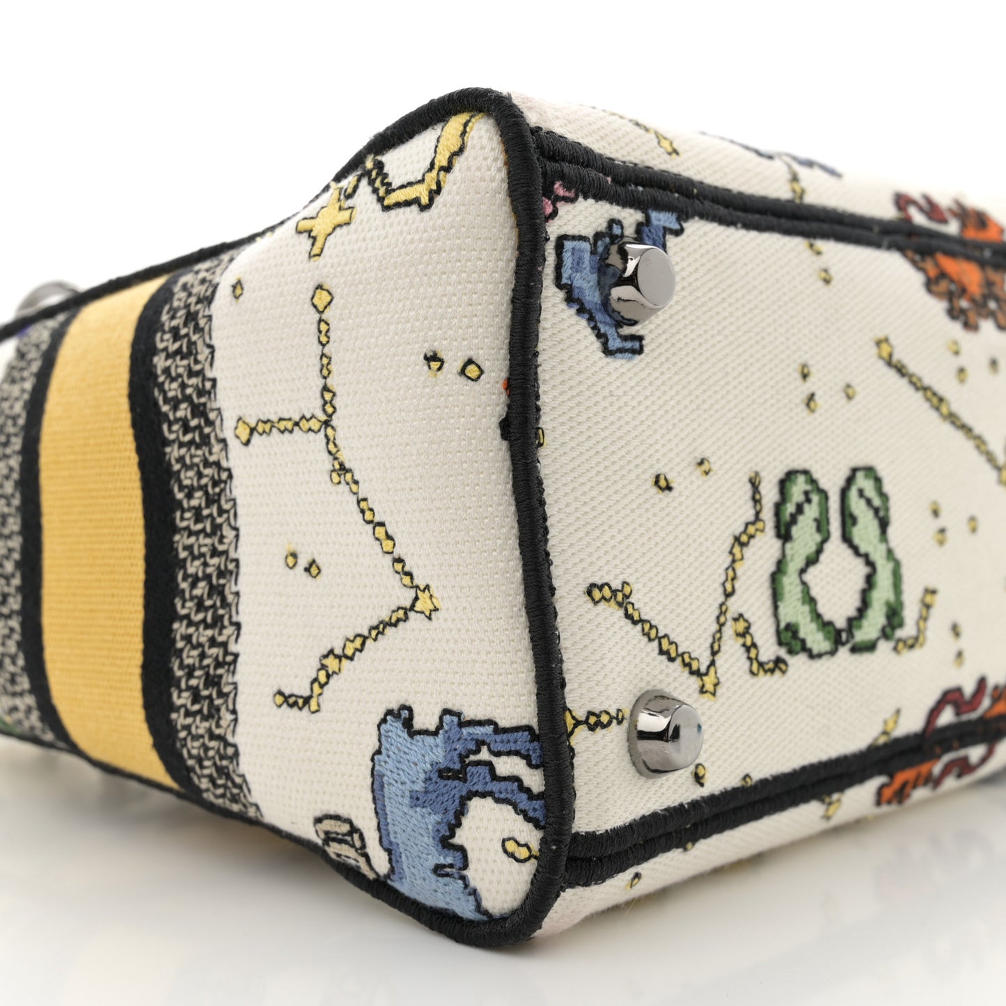 Canvas Pixel Zodiac Embroidered Medium Lady D-Lite Ecru Multicolor