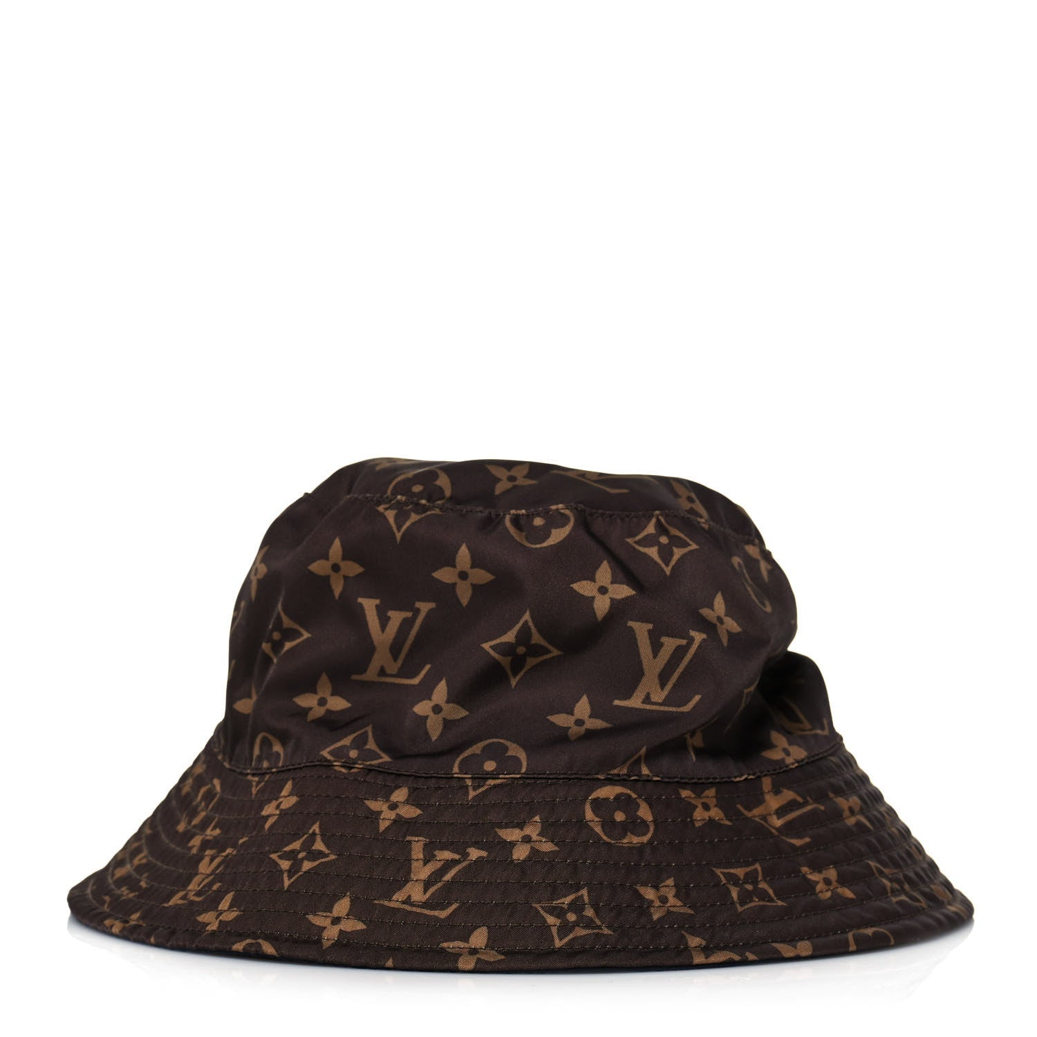 Louis Vuitton Nylon Monogram Reversible Bob Bucket Hat S Brown
