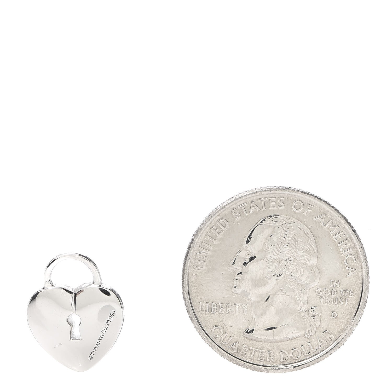 Tiffany Platinum Diamond Small Heart Lock Charm Pendant 2 of 4