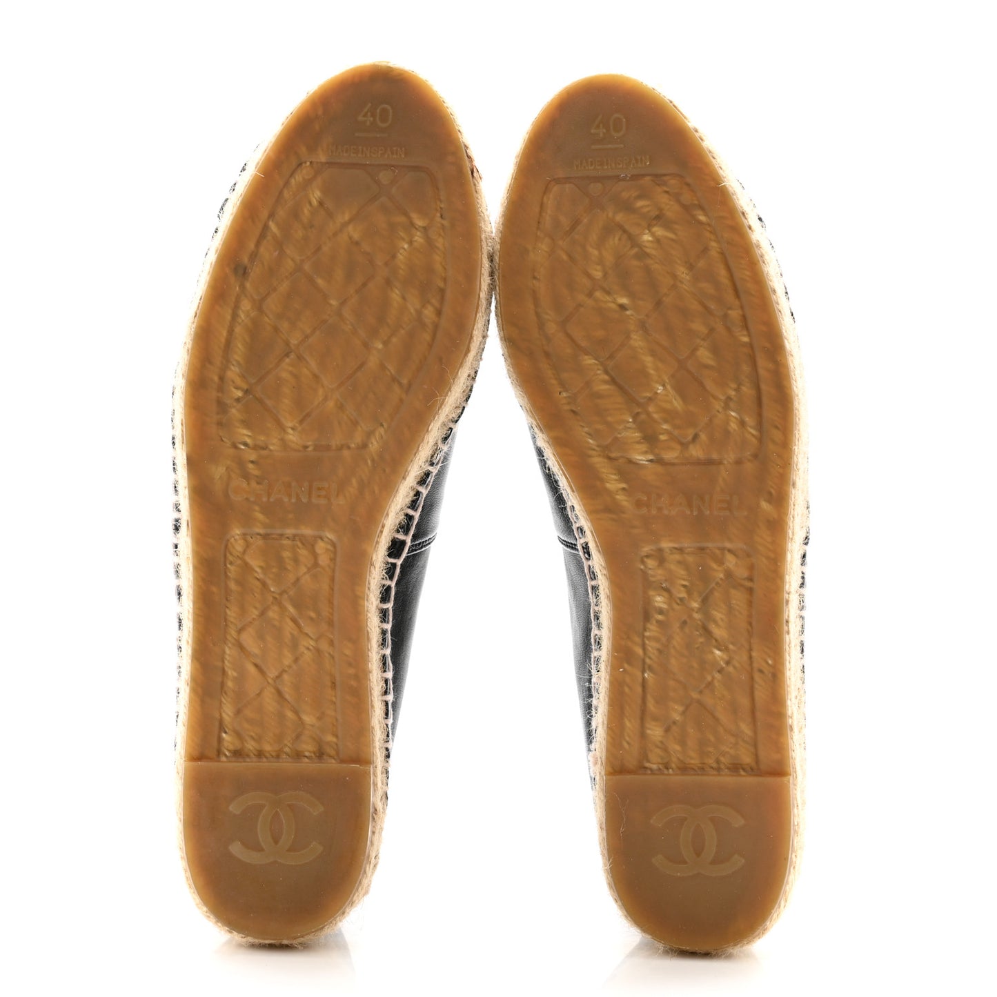 Lambskin Camellia CC Stud Espadrilles 40 40 Black